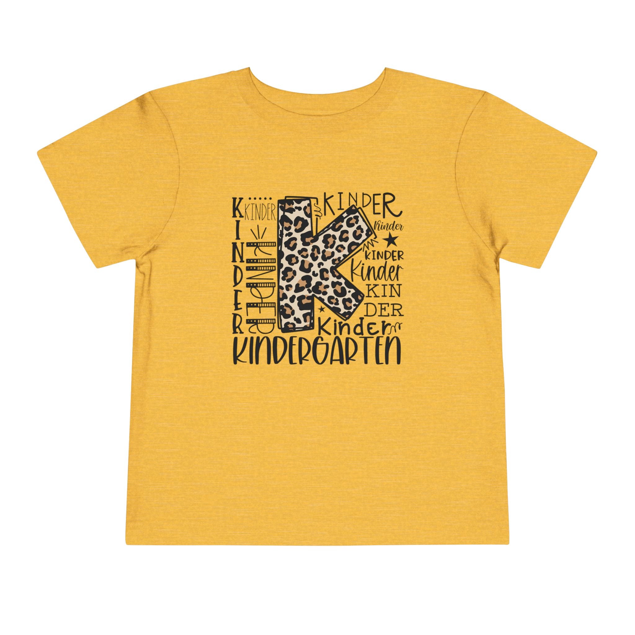 Leopard Print Kindergarten K Youth Tee | Trendy Back-to-School T-Shirt | Cr8tive Designs