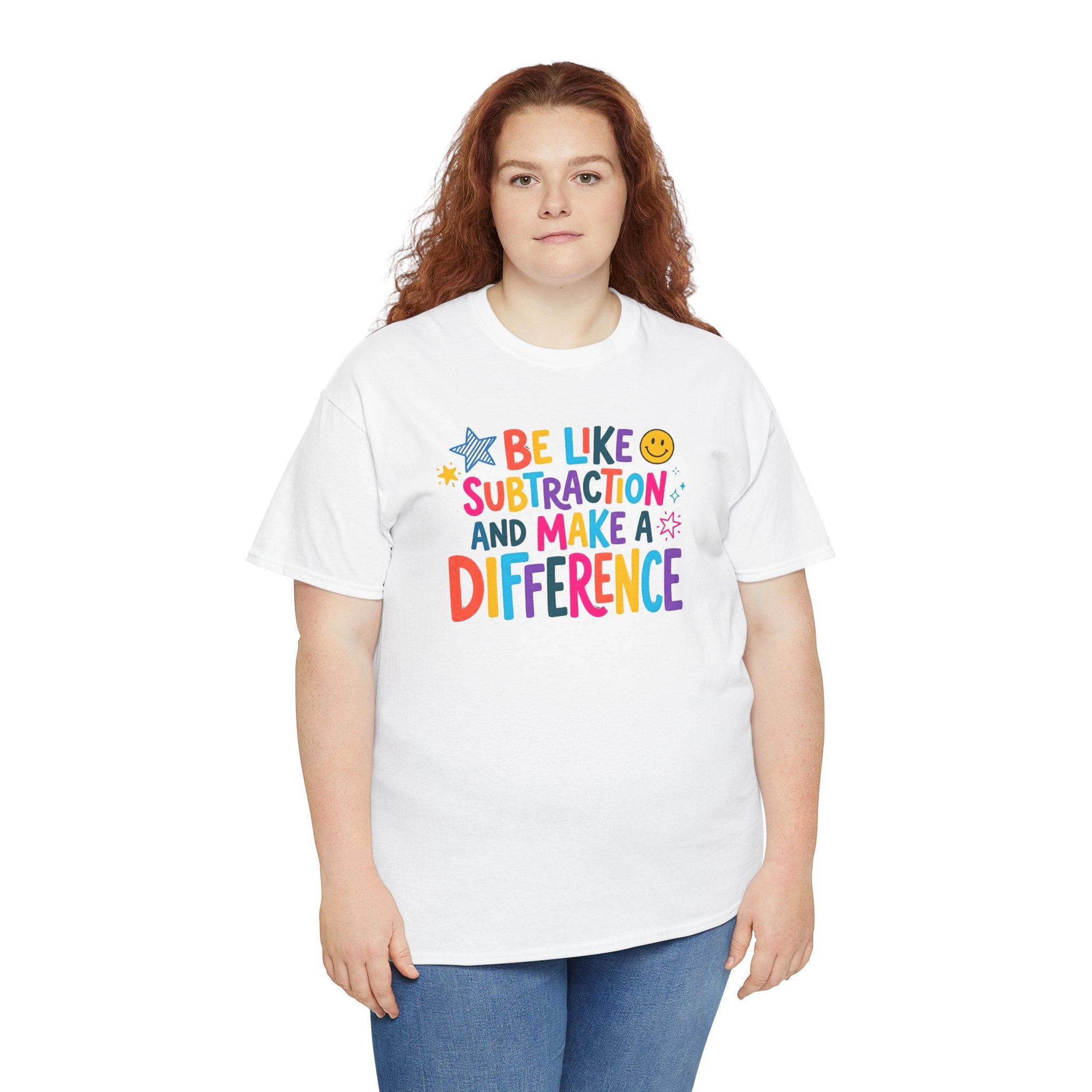Be Like Subtraction and Make a Difference Teacher Tee | Colorful Math Classroom T-Shirt | Cr8tive Designs