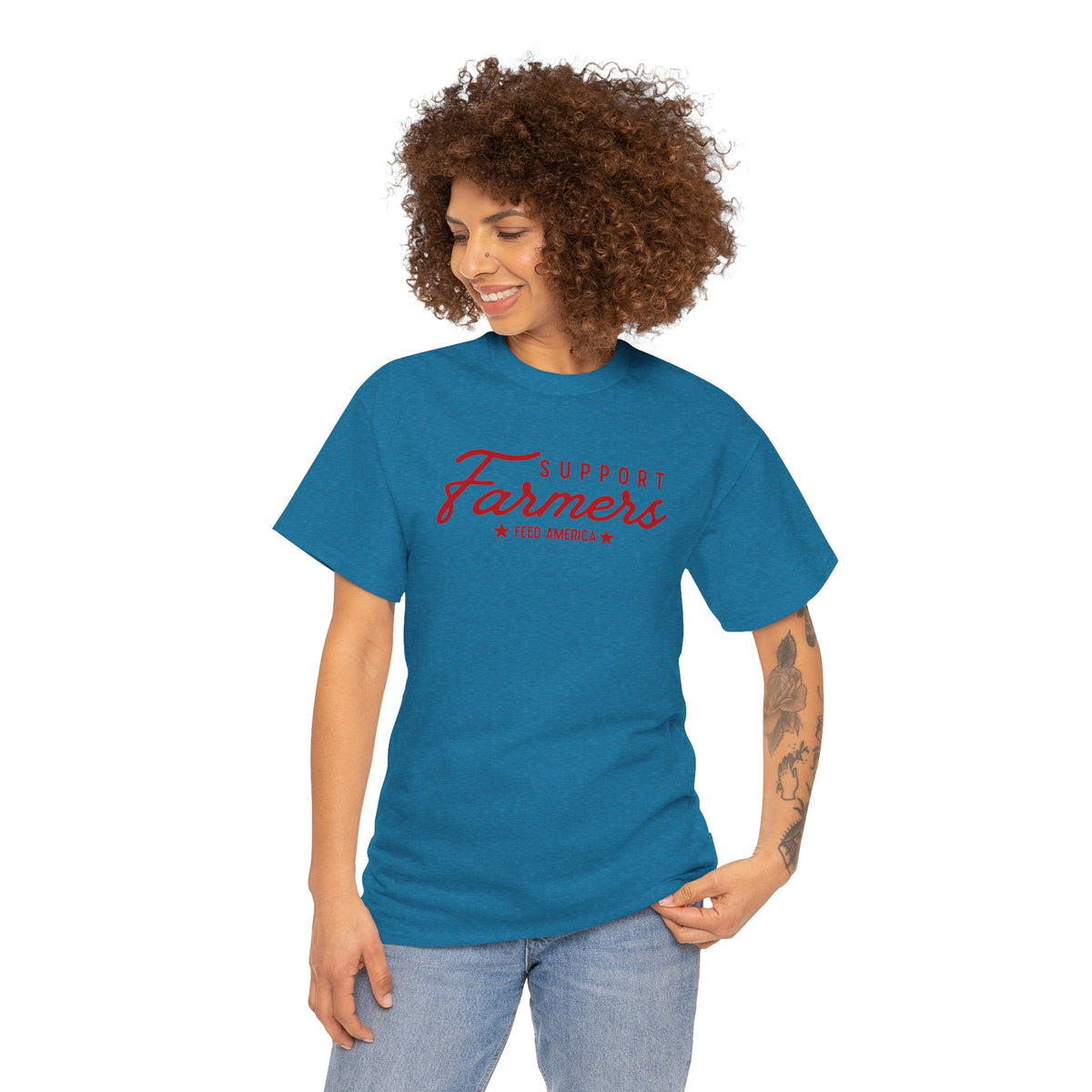 Support Farmers Feed America T-Shirt | Patriotic Agriculture Graphic Tee | Cr8tive Designs