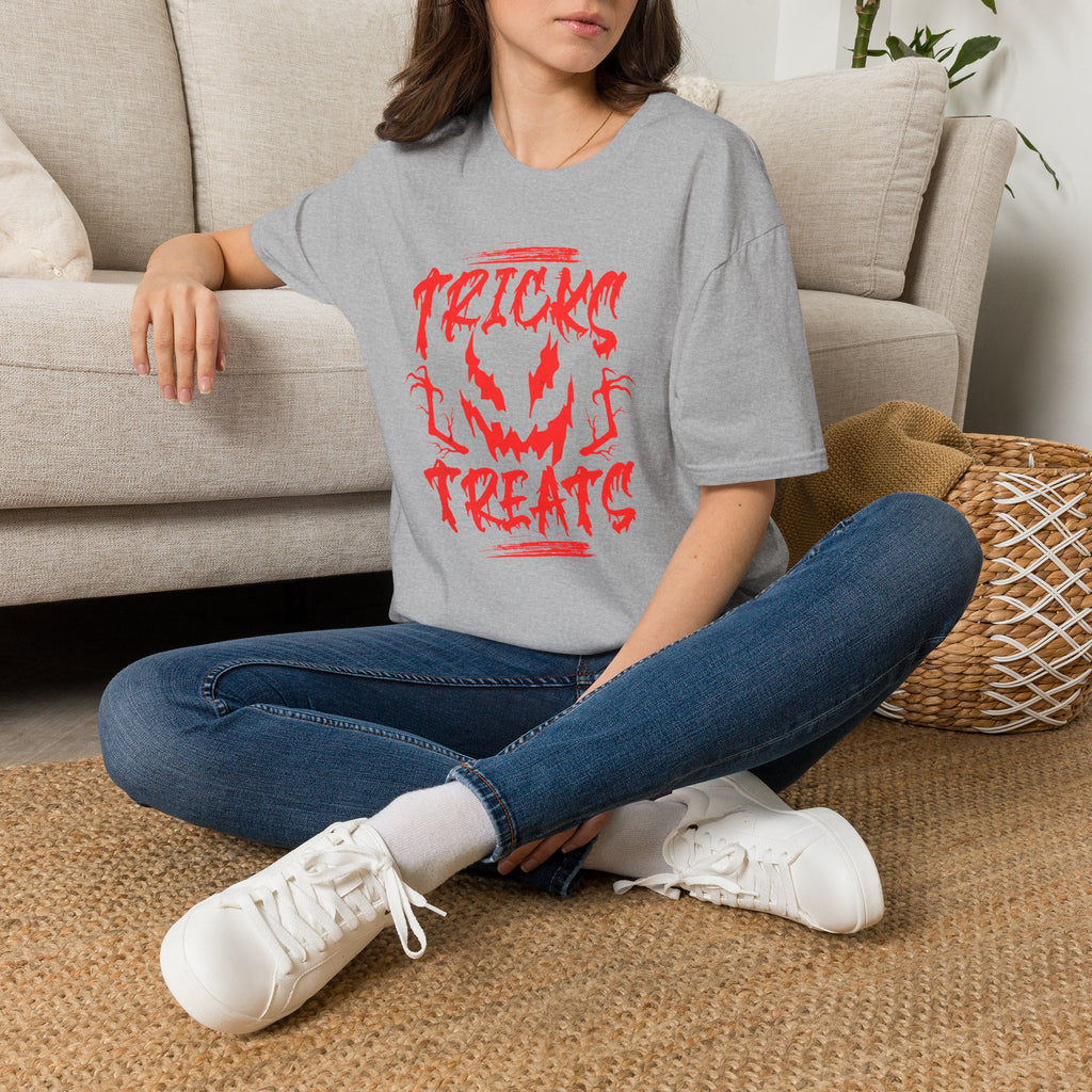 Halloween Tee | "Tricks Treats" Scary Jack-O'-Lantern Graphic T-Shirt | Cr8tive Designs
