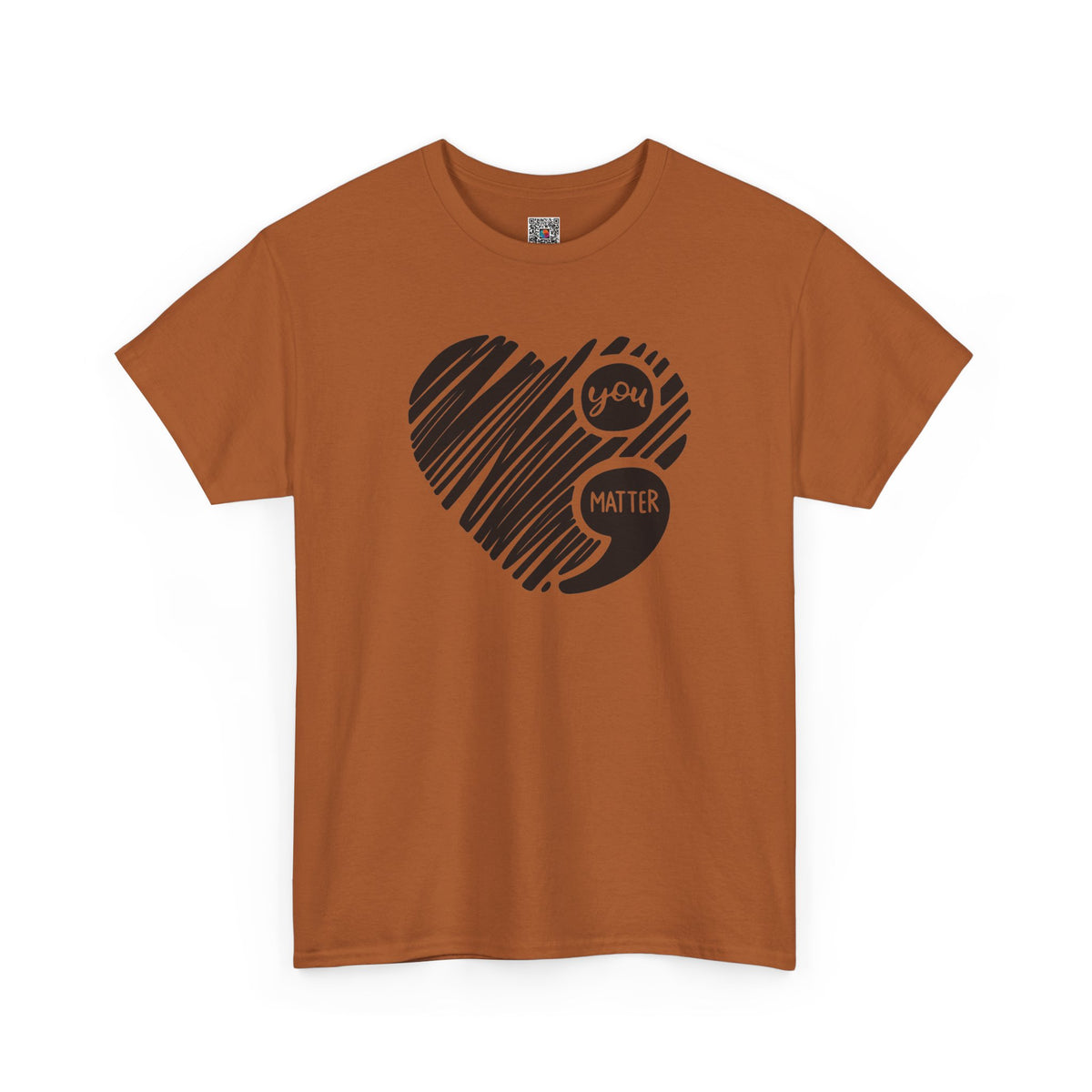 You Matter Semicolon Heart T-Shirt | Mental Health Awareness Graphic Tee | Cr8tive Designs