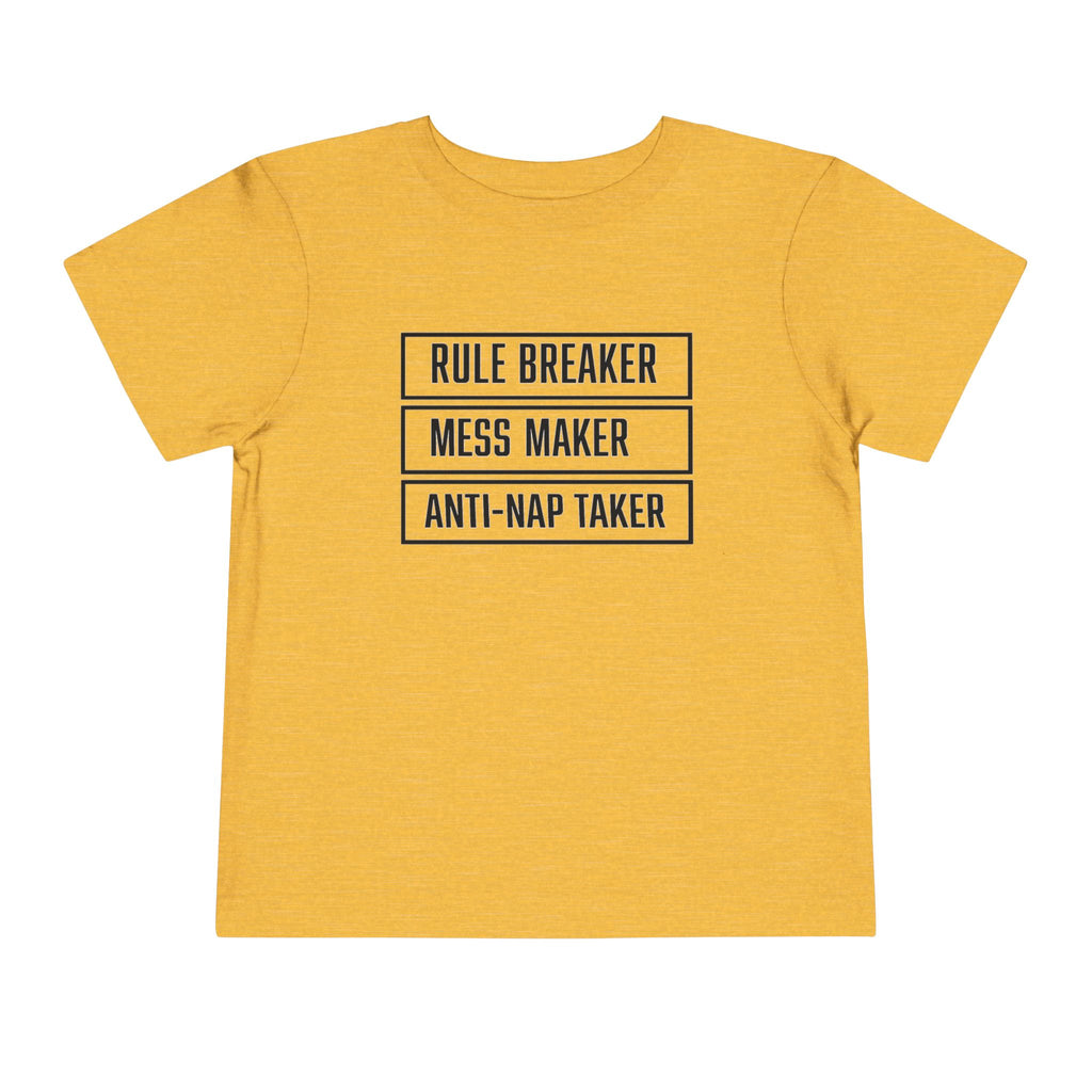 Rule Breaker Mess Maker Toddler Tee | Funny Anti-Nap Kids T-Shirt | Cr8tive Designs