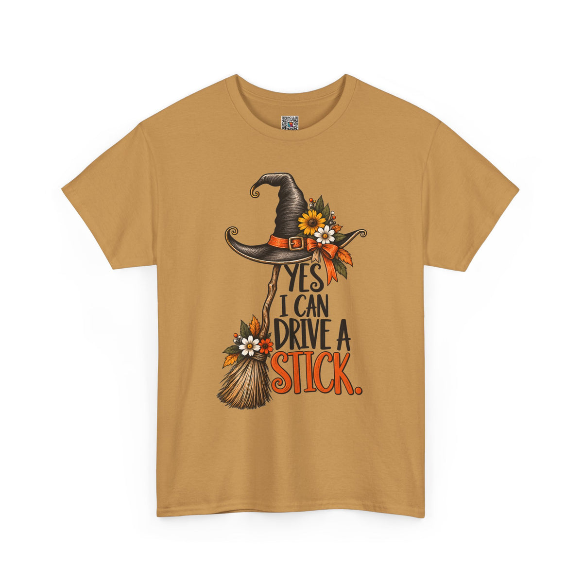 Yes I Can Drive A Stick T-Shirt | Funny Witch Broomstick Halloween Tee | Cr8tive Designs
