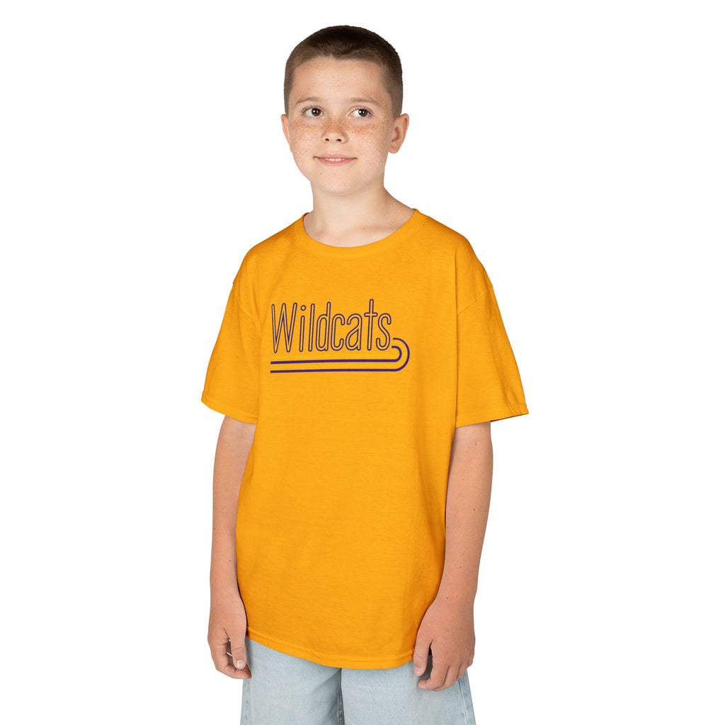 Wildcats Retro Stripe | Purple and Gold Youth Spirit T-Shirt | Cr8tive Designs