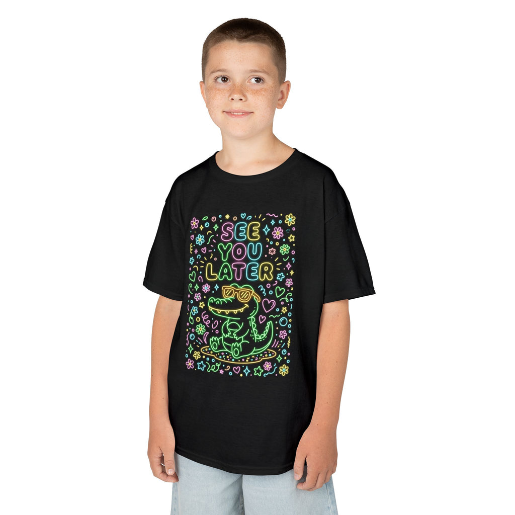 Kids T-Shirt | Neon alligator "See You Later" Cute Graphic Tee | Cr8tive Designs