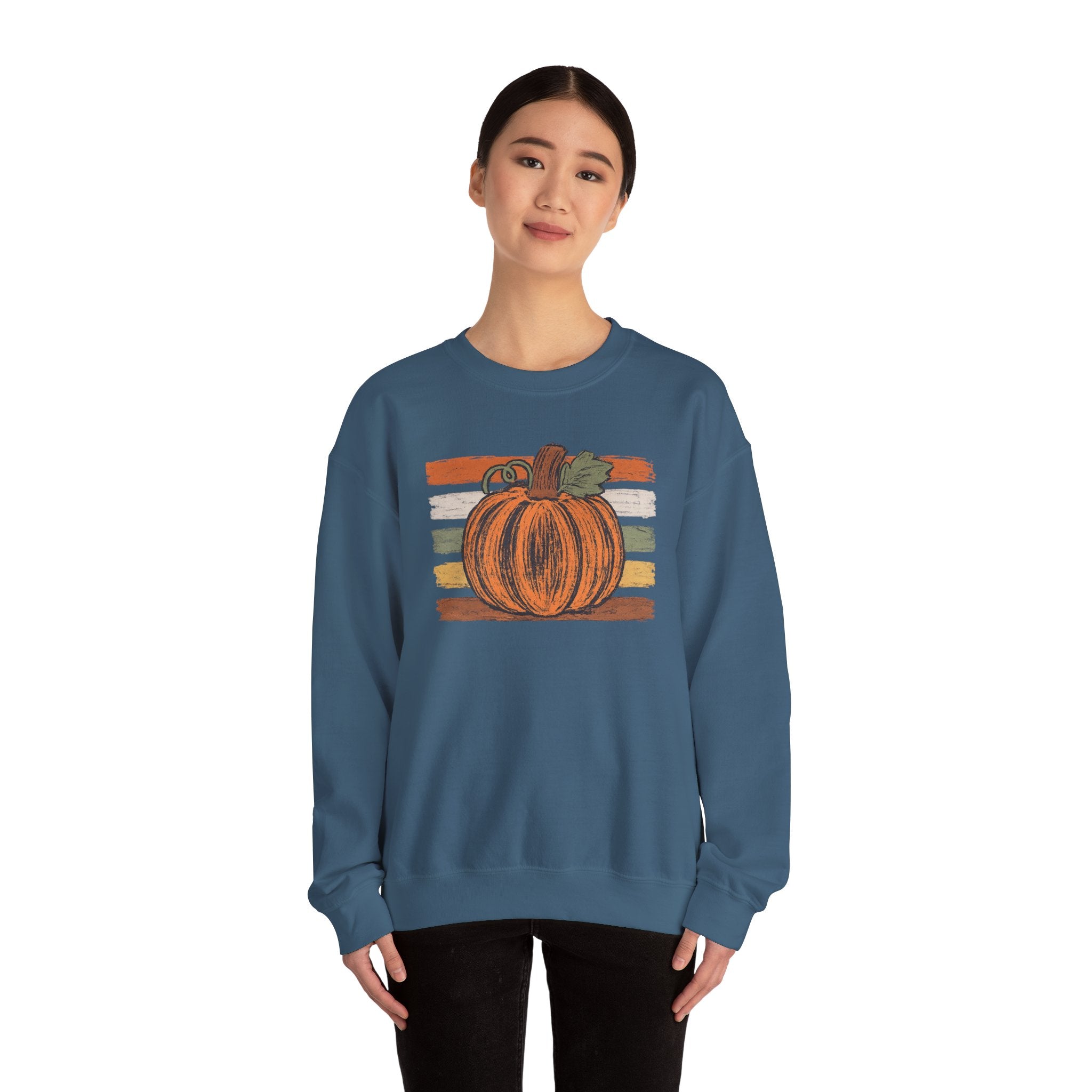 Vintage Retro Pumpkin Sketch Sweatshirt | Distressed Fall Crewneck | Cr8tive Designs