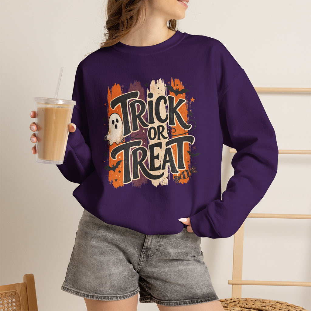 Trick or Treat Sweatshirt | Retro Halloween Ghost Graphic Crewneck | Cr8tive Designs