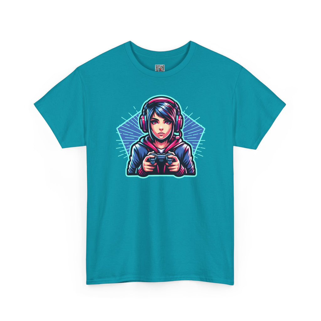 Neon Gamer Girl | Retro Gaming Graphic T-Shirt | Cr8tive Designs