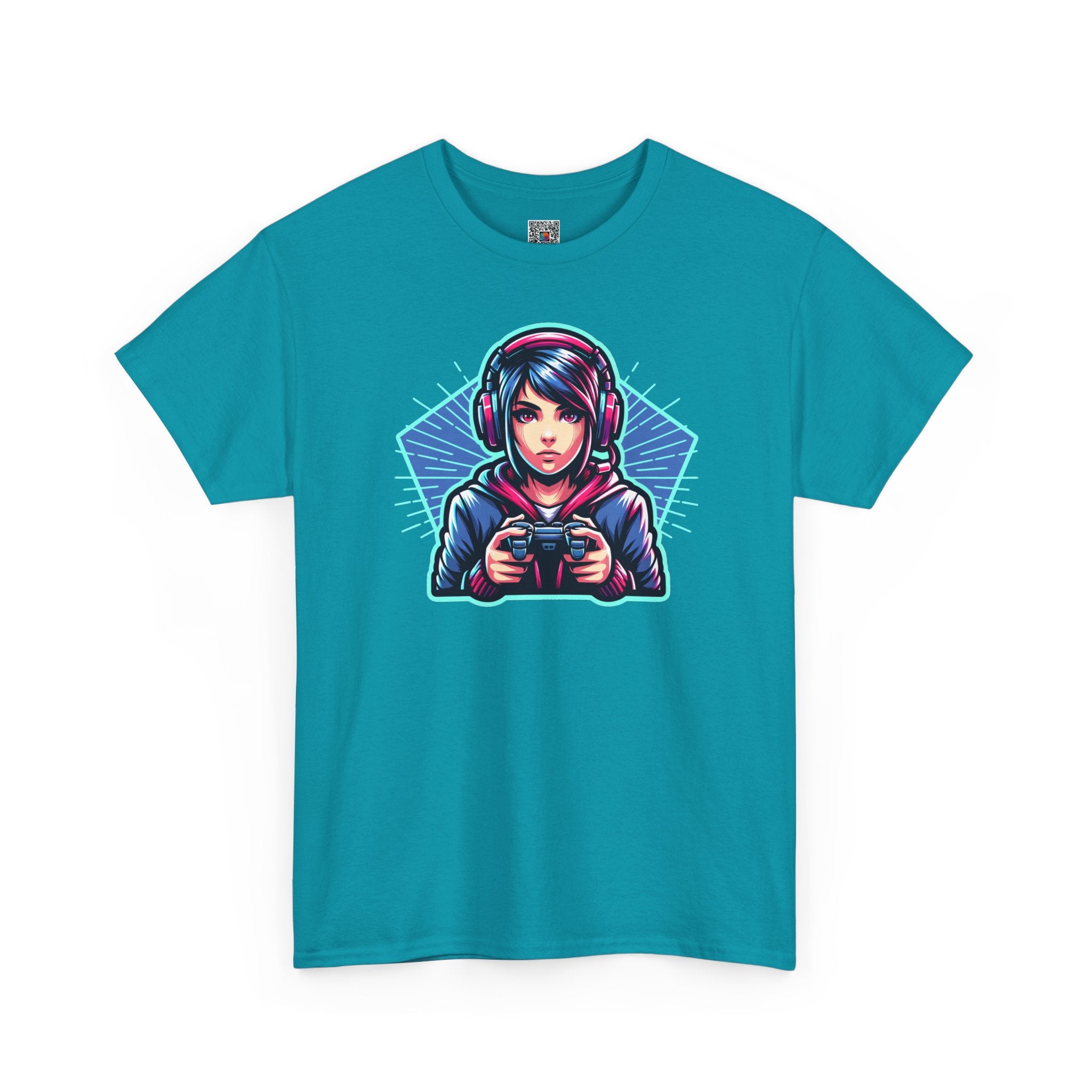 Neon Gamer Girl | Retro Gaming Graphic T-Shirt | Cr8tive Designs