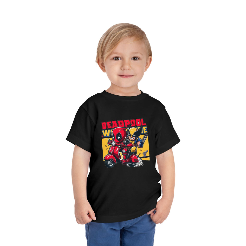 Deadpool & Wolverine Scooter Ride Toddler T-Shirt | Superhero Duo Tee | Cr8tive Designs