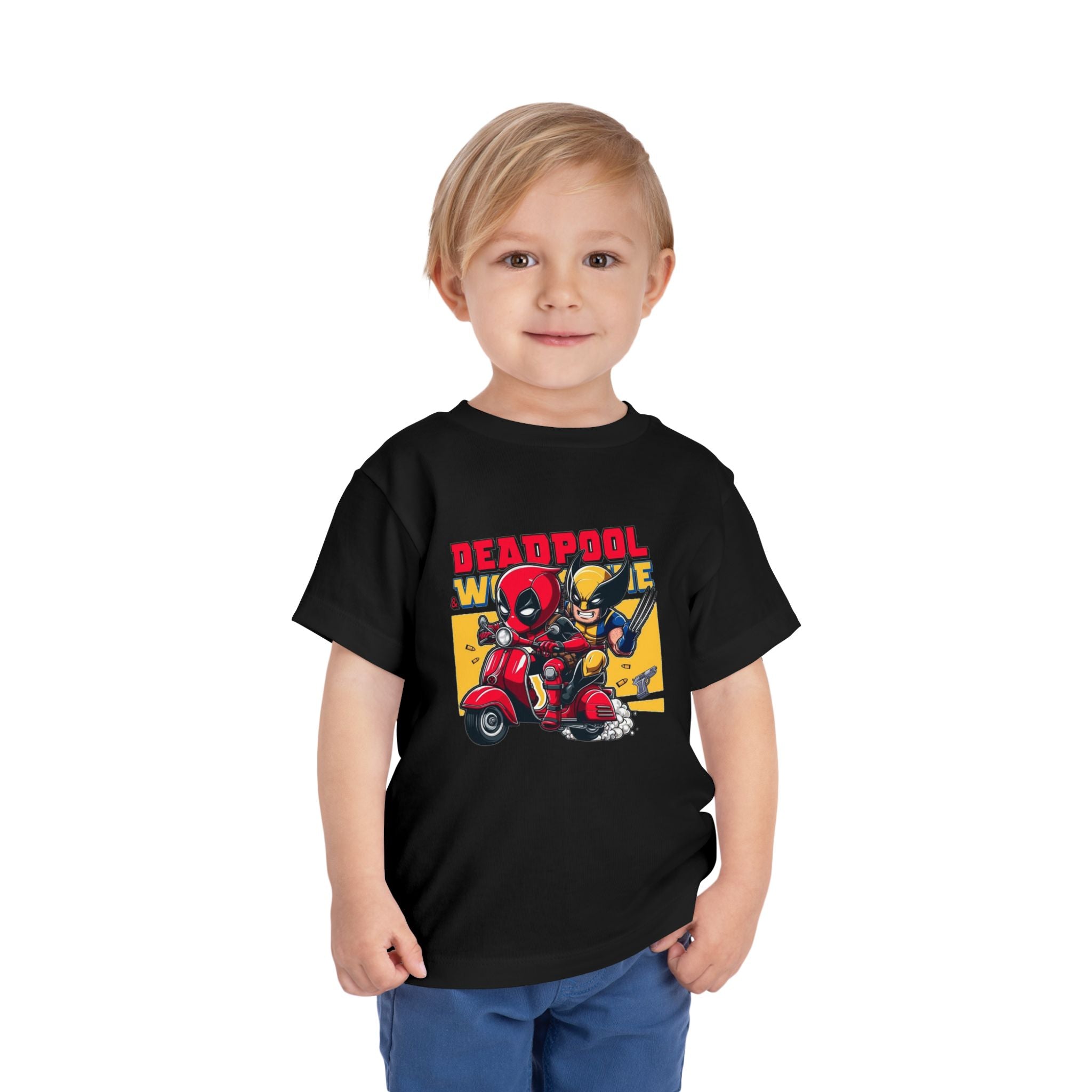 Deadpool & Wolverine Scooter Ride Toddler T-Shirt | Superhero Duo Tee | Cr8tive Designs