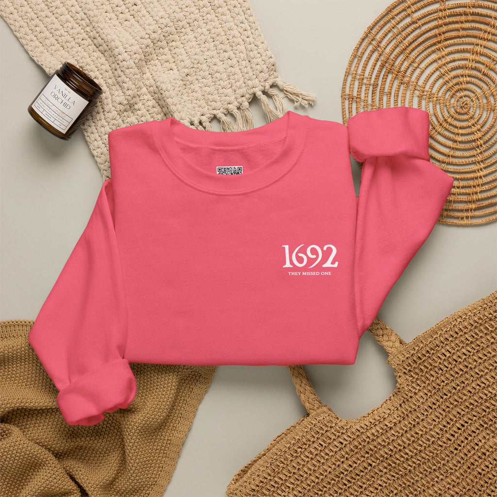 1692 They Missed One Sweatshirt | Minimalist Witchy Chest Graphic Crewneck | Cr8tive Designs