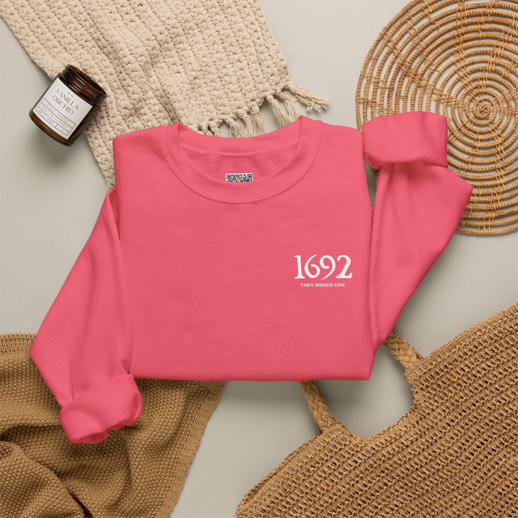 1692 They Missed One Sweatshirt | Minimalist Witchy Chest Graphic Crewneck | Cr8tive Designs