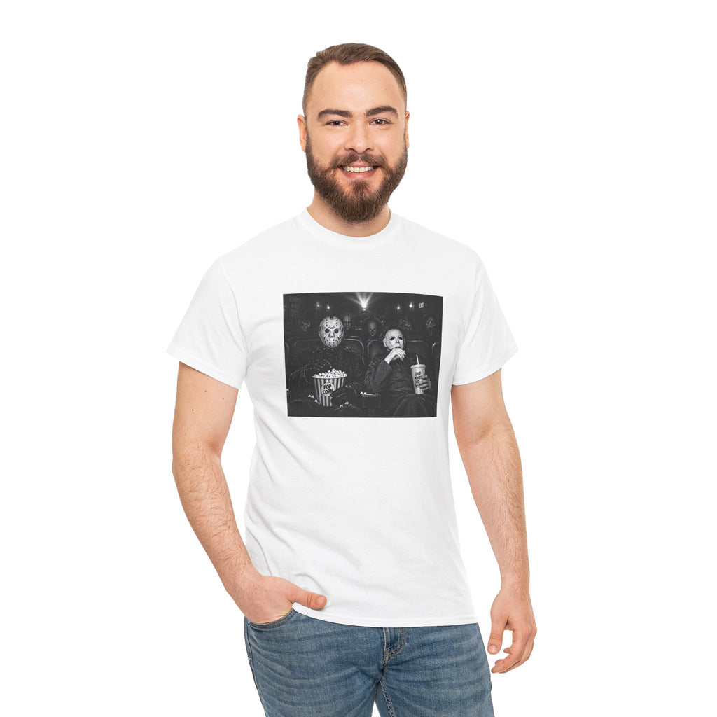 Horror Movie Night T-Shirt | Slasher Villains Theater Popcorn Graphic Tee | Cr8tive Designs