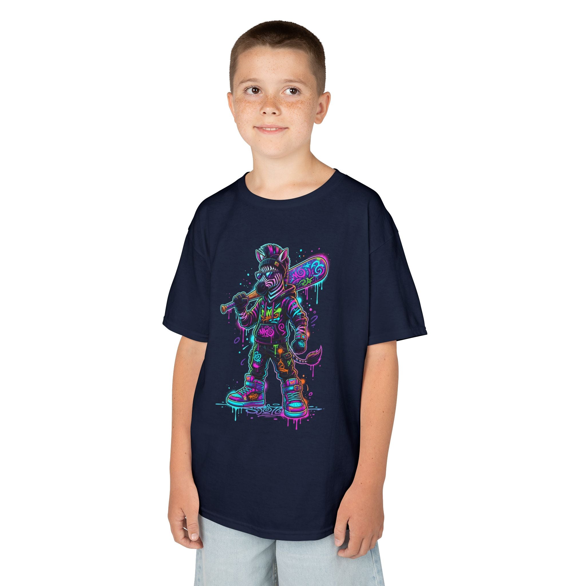 Kids Tee | Neon Zebra Street Warrior Graphic Tee | Cr8tive Designs
