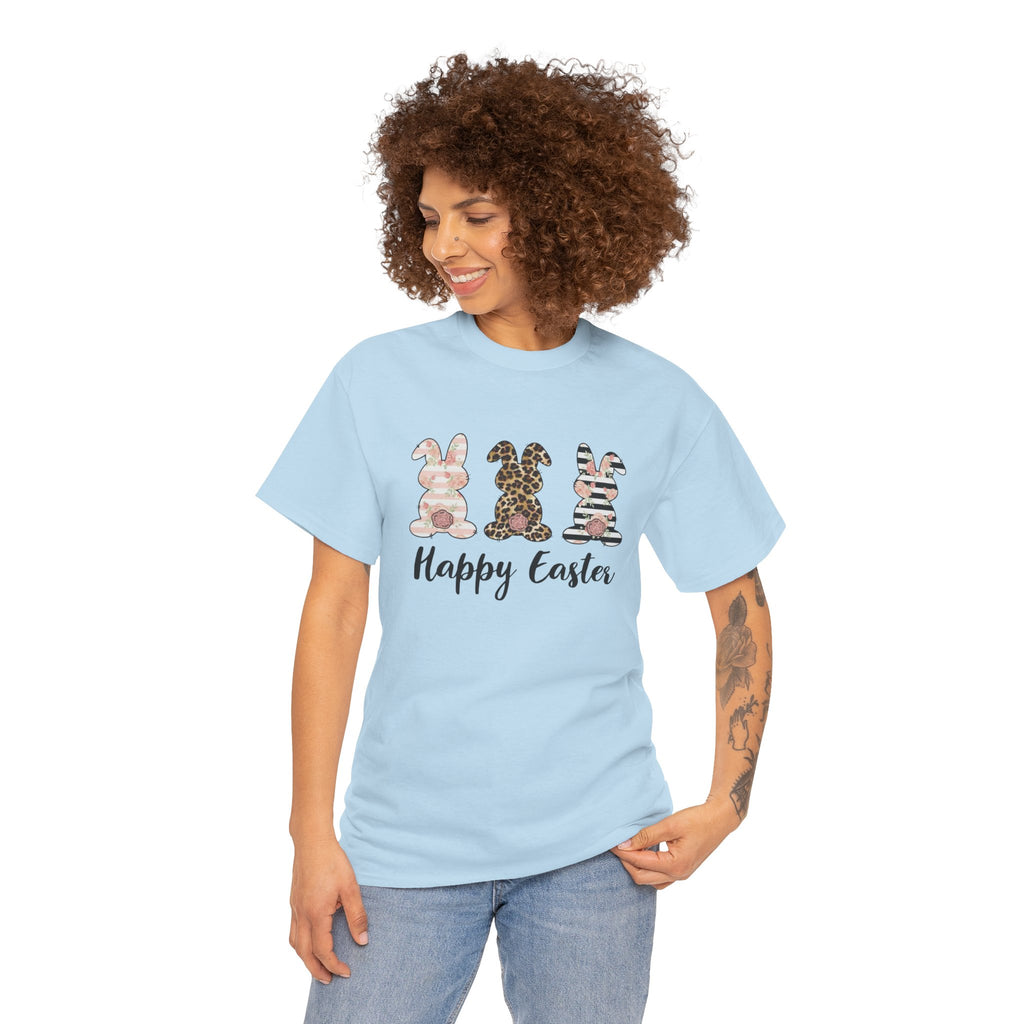 Easter Bunny Trio T-Shirt — "Happy Easter" Graphic Tee