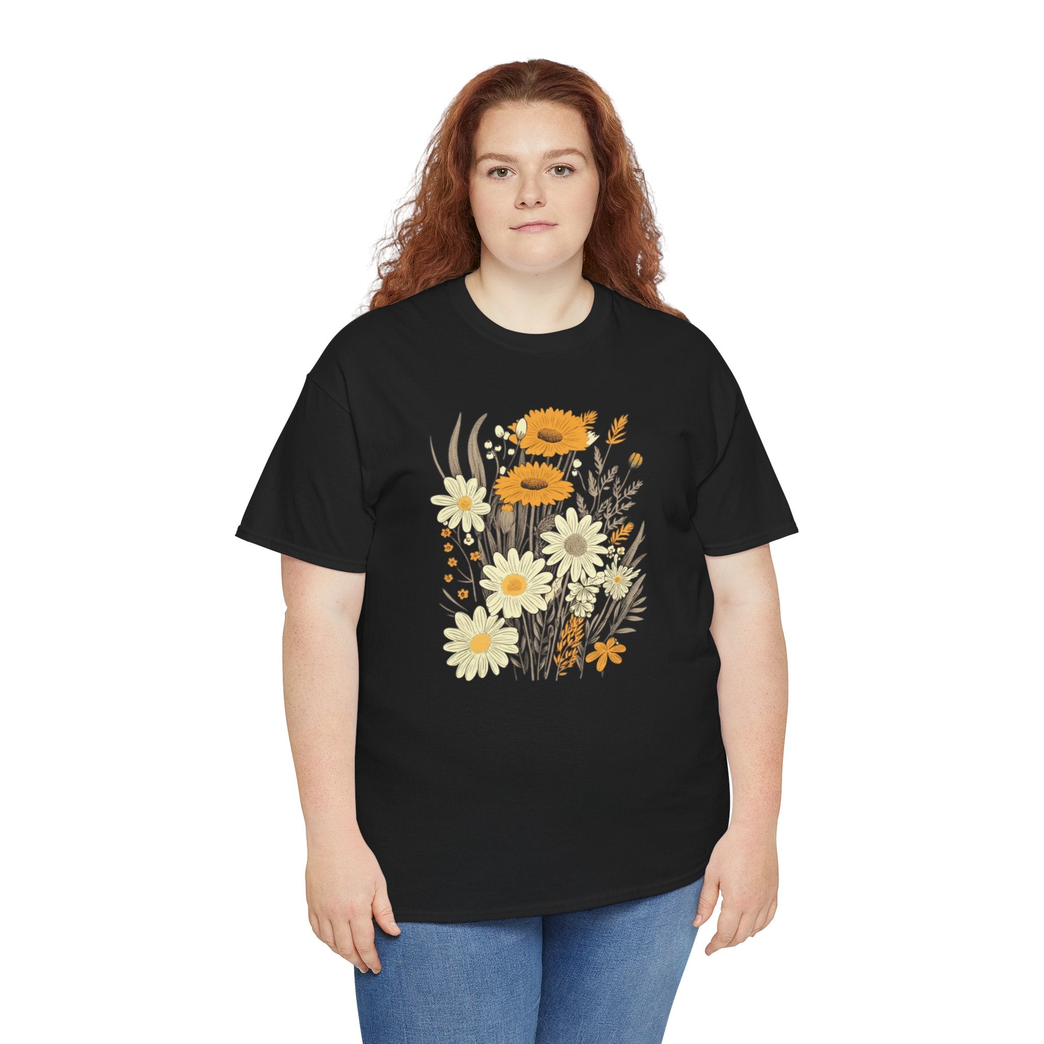 Vintage Yellow Floral T-Shirt/Cr8tive Designs