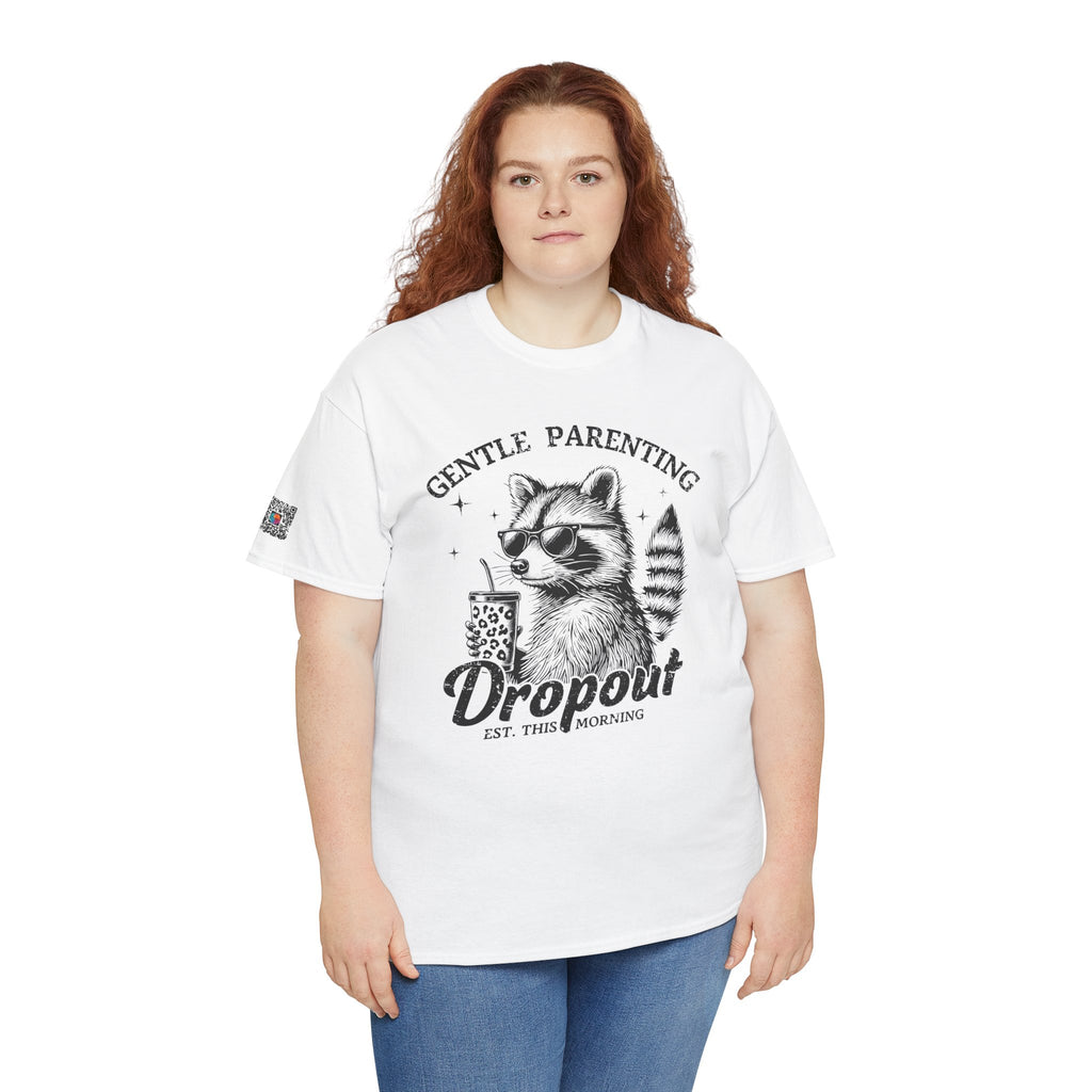 Gentle Parenting Dropout Graphic Tee – Funny Mom Life Shirt, Raccoon Humor Tee, Motherhood Humor | Cr8tive Designs