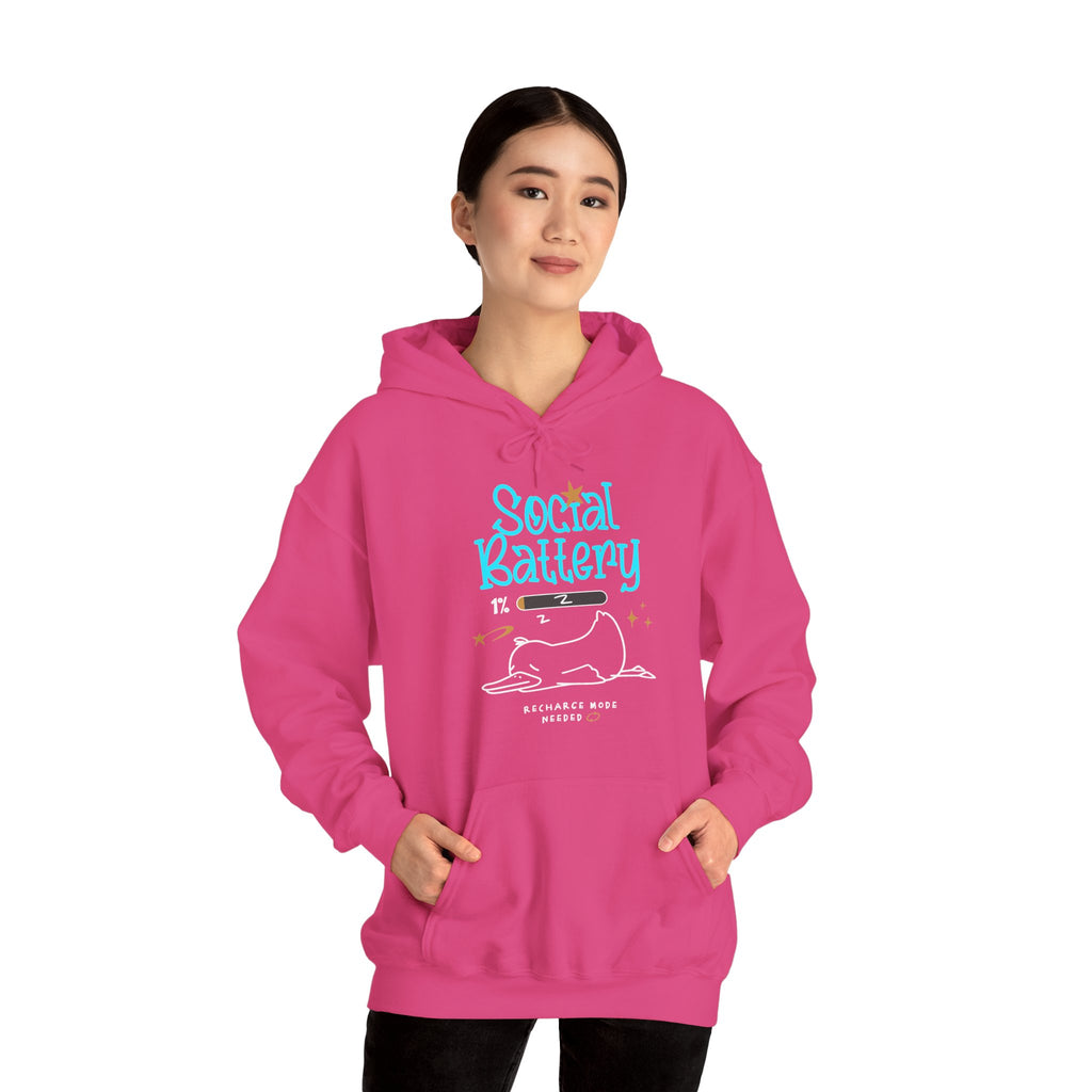Social Battery 1% | Funny Introvert Hoodie | Cr8tive Designs