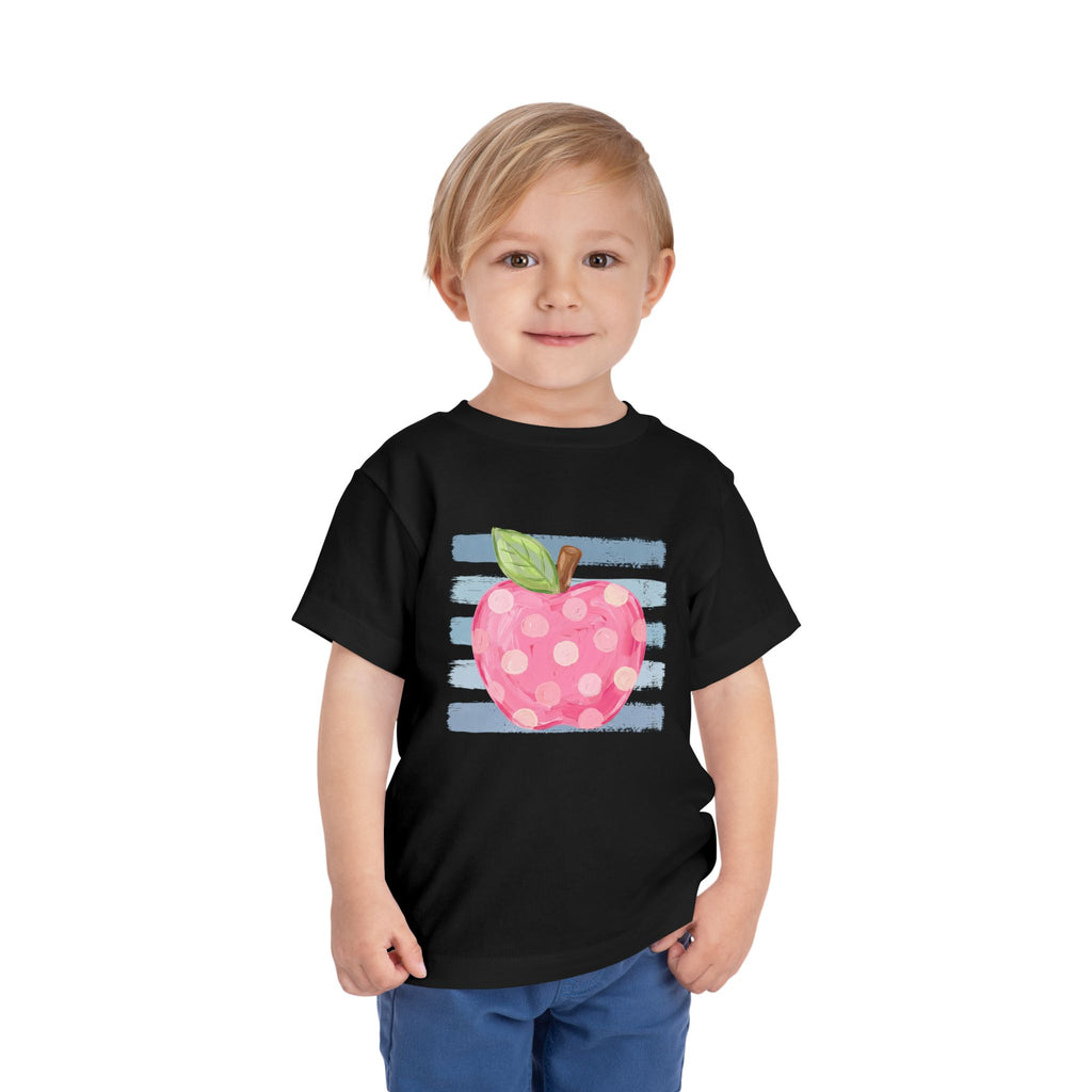 Pink Polka Dot Apple Toddler Tee | Back to School T-Shirt | Cr8tive Designs