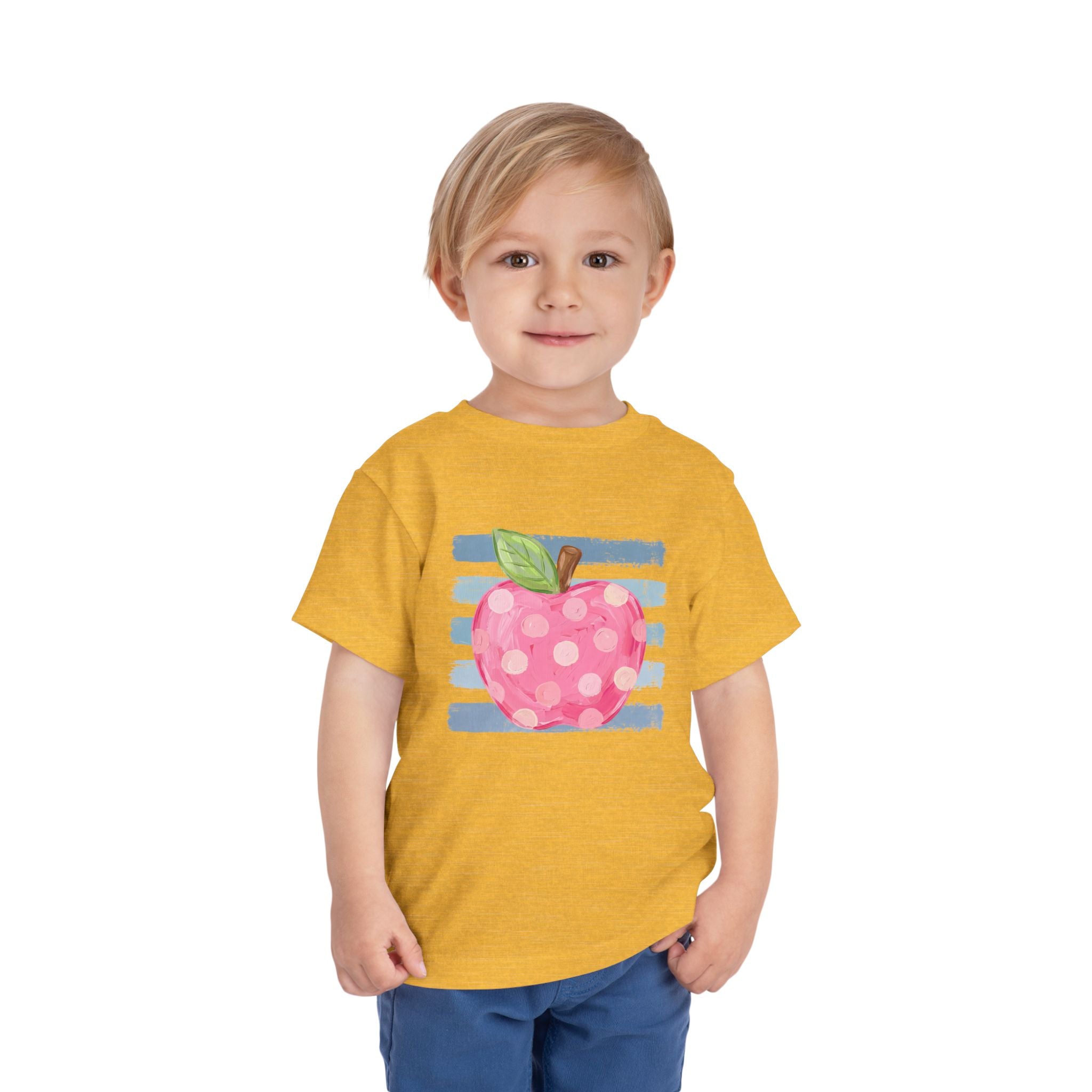 Pink Polka Dot Apple Toddler Tee | Back to School T-Shirt | Cr8tive Designs