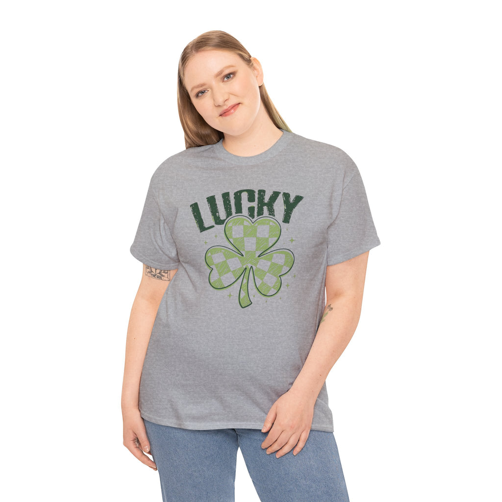 Lucky Checkerboard Shamrock T‑Shirt/Cr8tive Designs