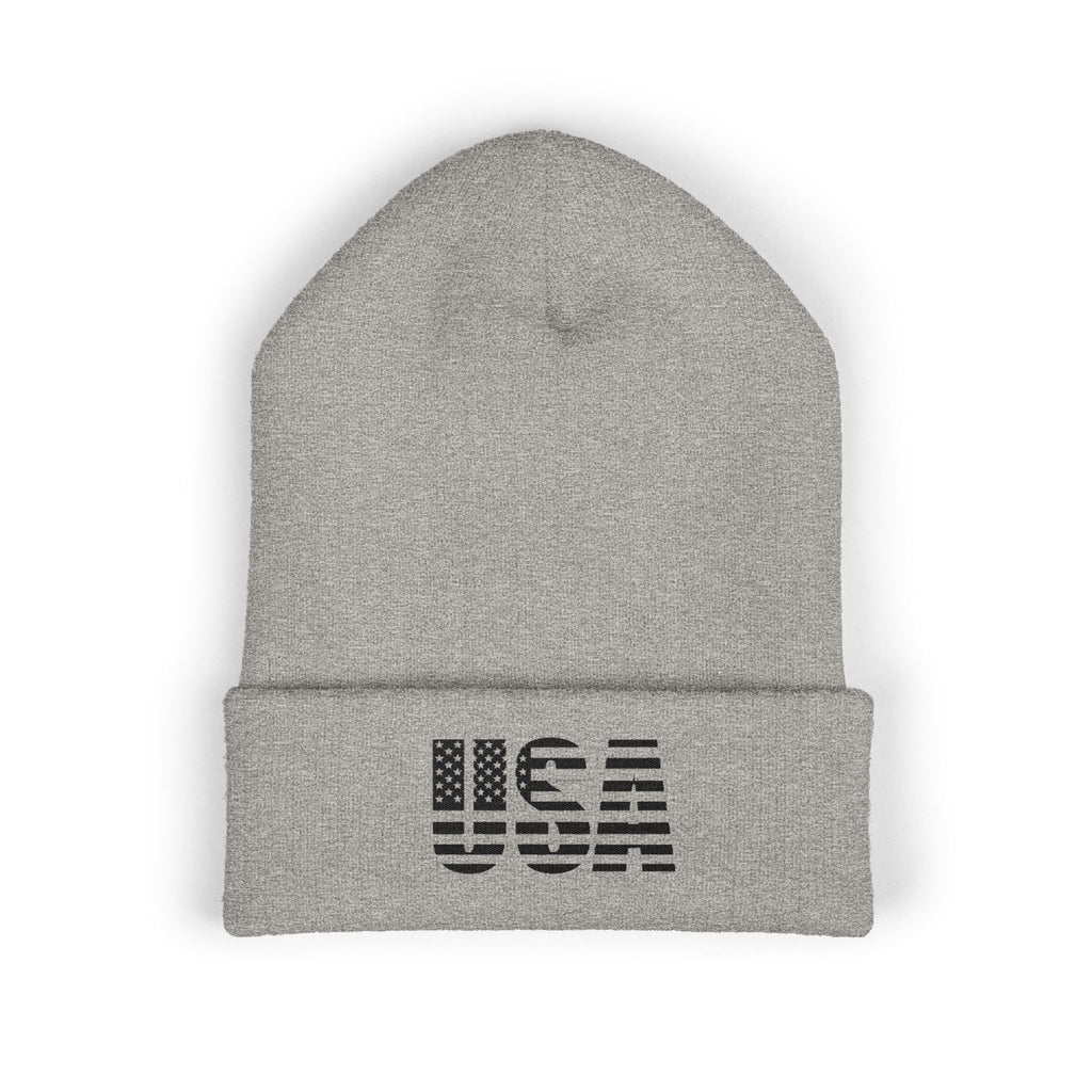 USA Flag Embroidered Cuffed Beanie/Cr8tive Designs