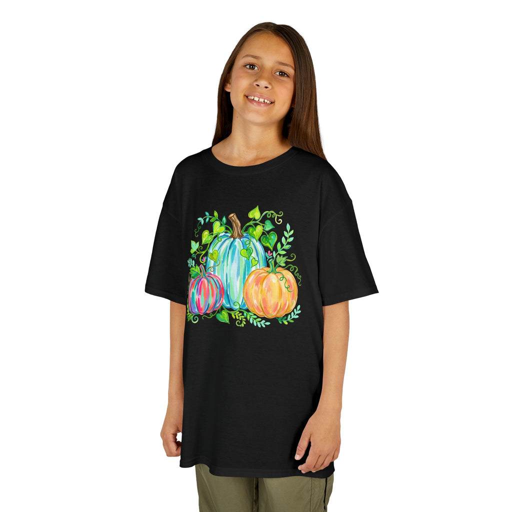 Colorful Watercolor Pumpkins Kids Tee | Bright Fall Graphic T-Shirt | Cr8tive Designs
