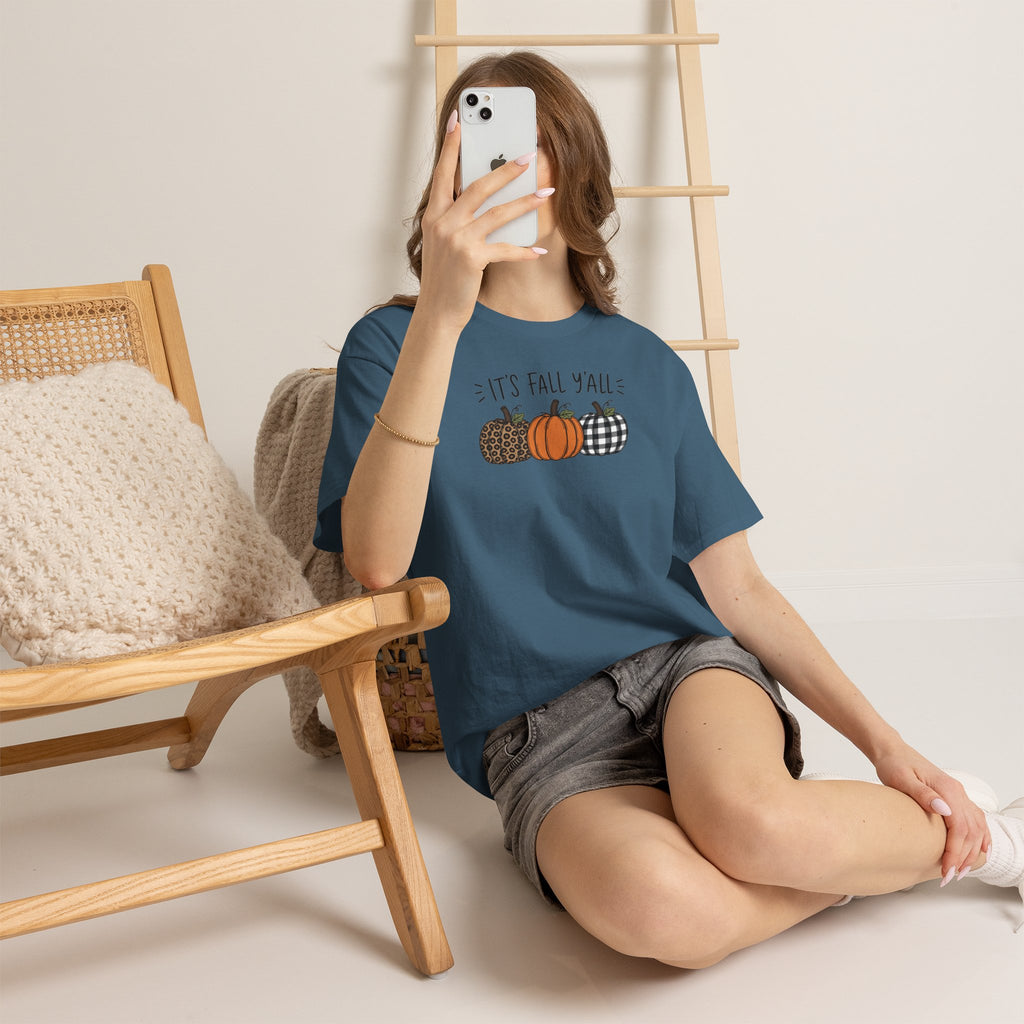 It's Fall Y'all Tee | Patterned Pumpkins Autumn T-Shirt | Cr8tive Designs