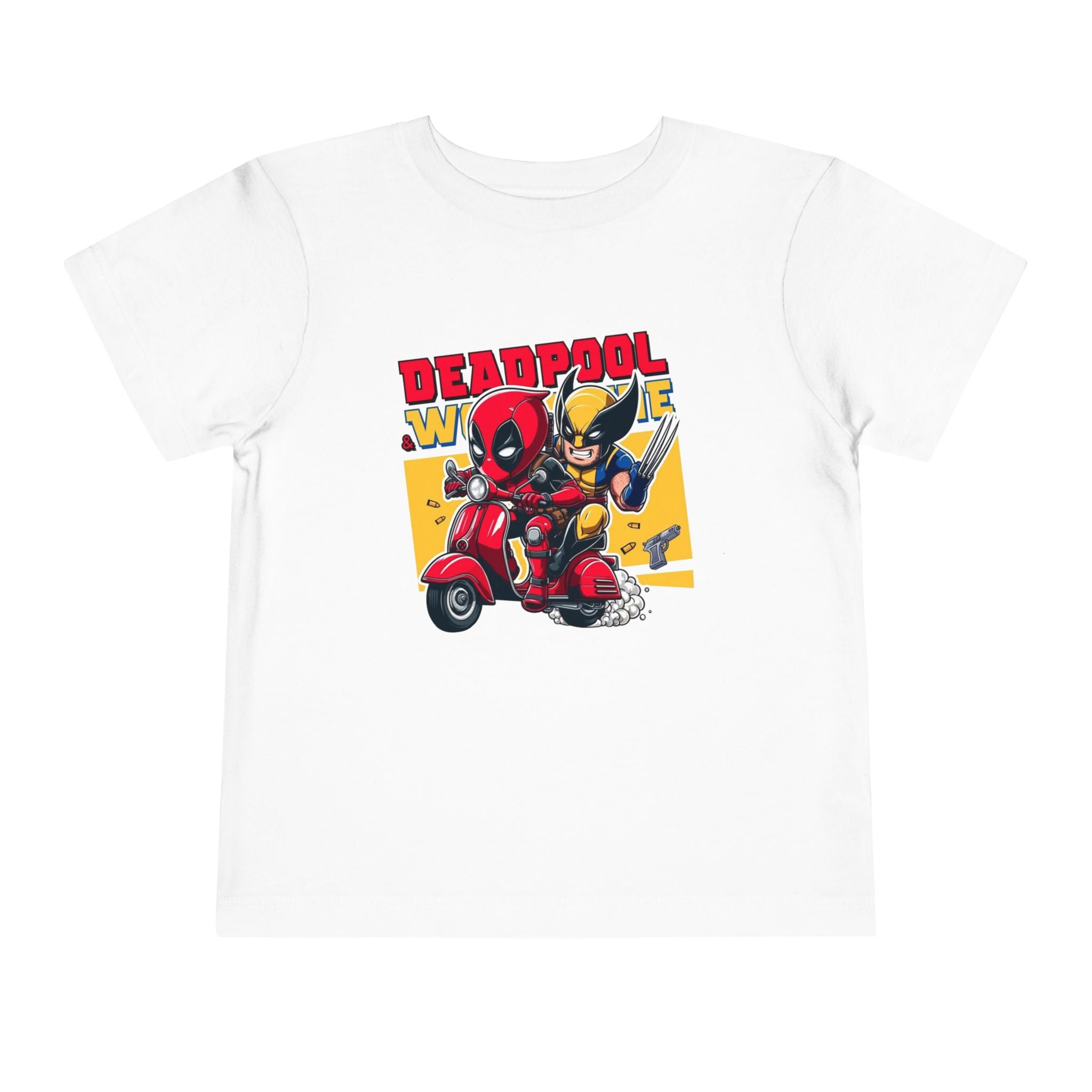 Deadpool & Wolverine Scooter Ride Toddler T-Shirt | Superhero Duo Tee | Cr8tive Designs