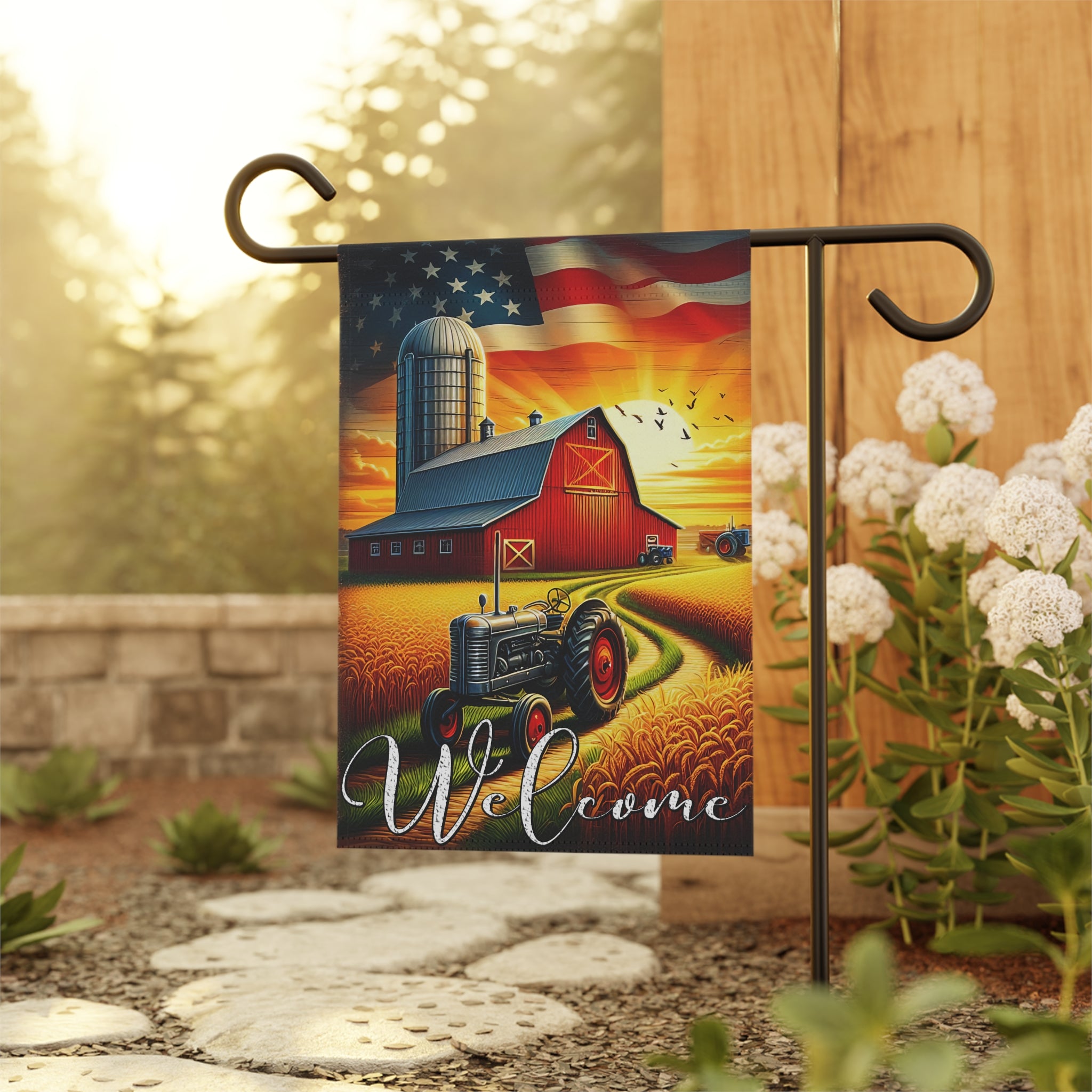 Farmhouse Welcome Tractor Garden Flag | Country Farm Decor | Cr8tive Designs