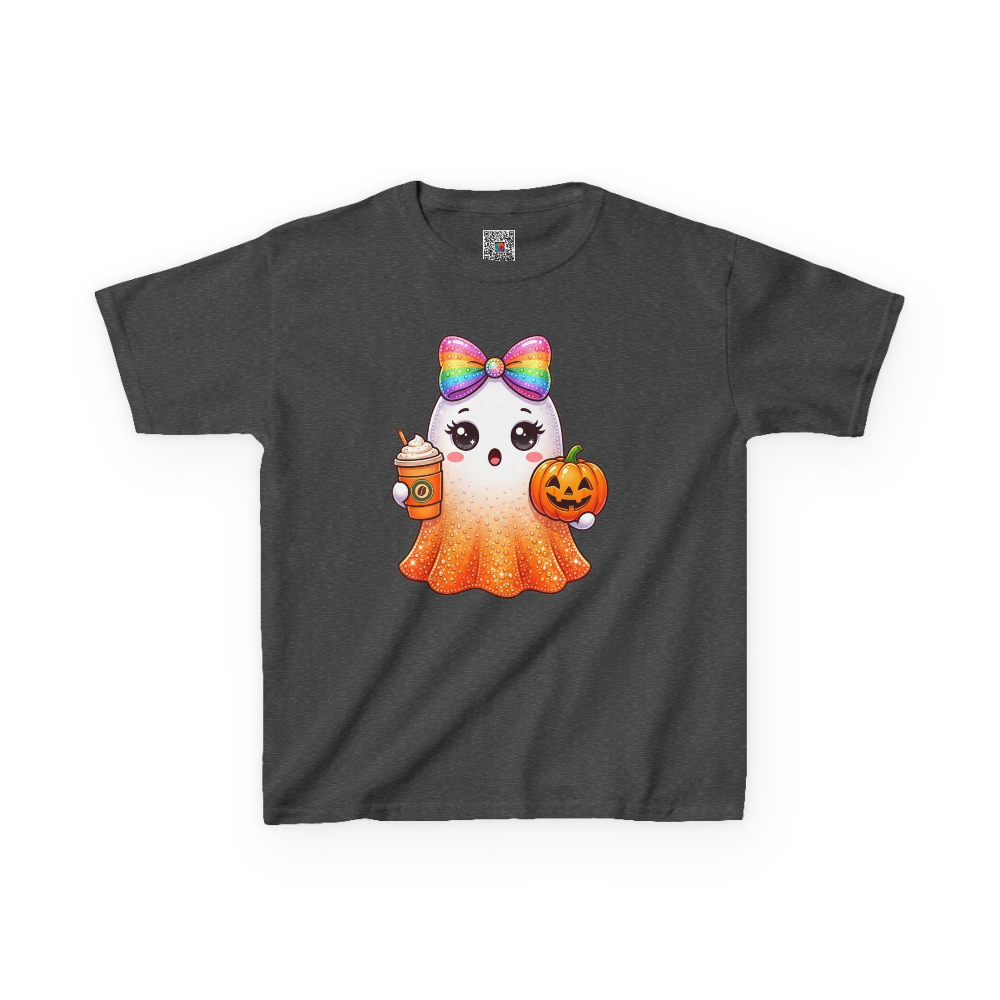 Glitter Pumpkin Ghost T-Shirt | Halloween Kids Graphic Tee | Cr8tive Designs