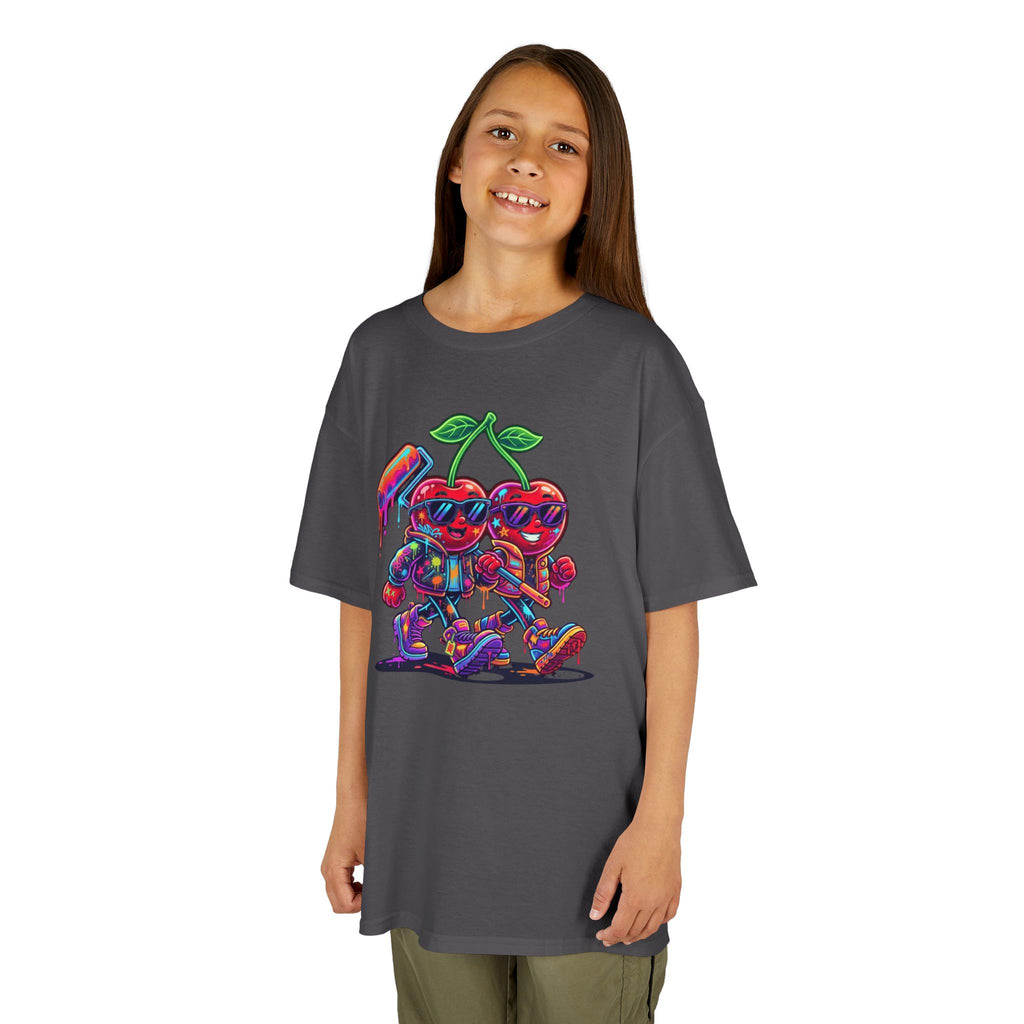 Kids Cherry Squad Graphic Tee | Colorful Retro Gamer Fruit | Cr8tive Designs