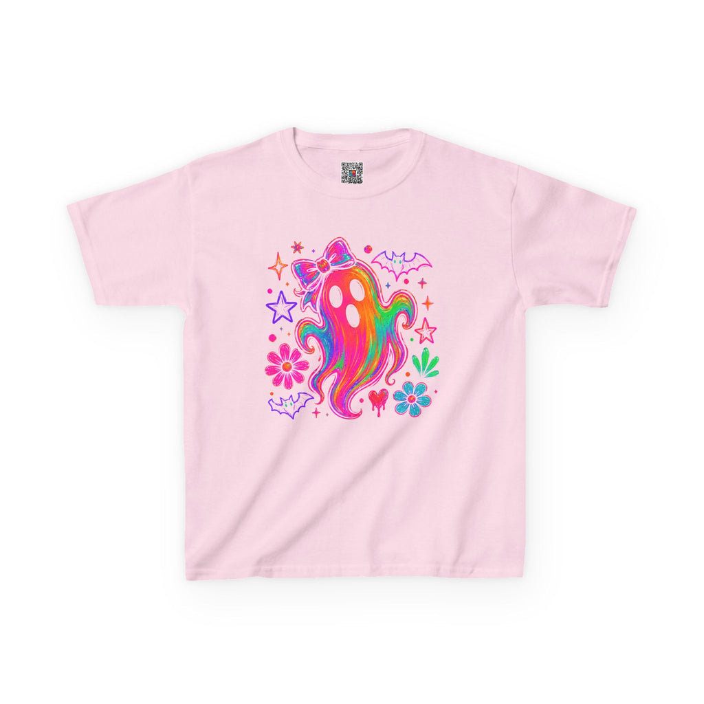 Rainbow Psychedelic Ghost Kids Tee | Bright Neon Halloween T-Shirt | Cr8tive Designs
