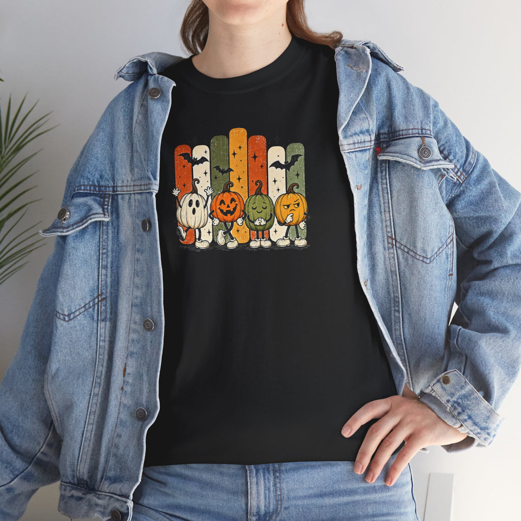 Retro Halloween Characters Tee | Cute Pumpkin Patch Graphic T-Shirt | Cr8tive Designs