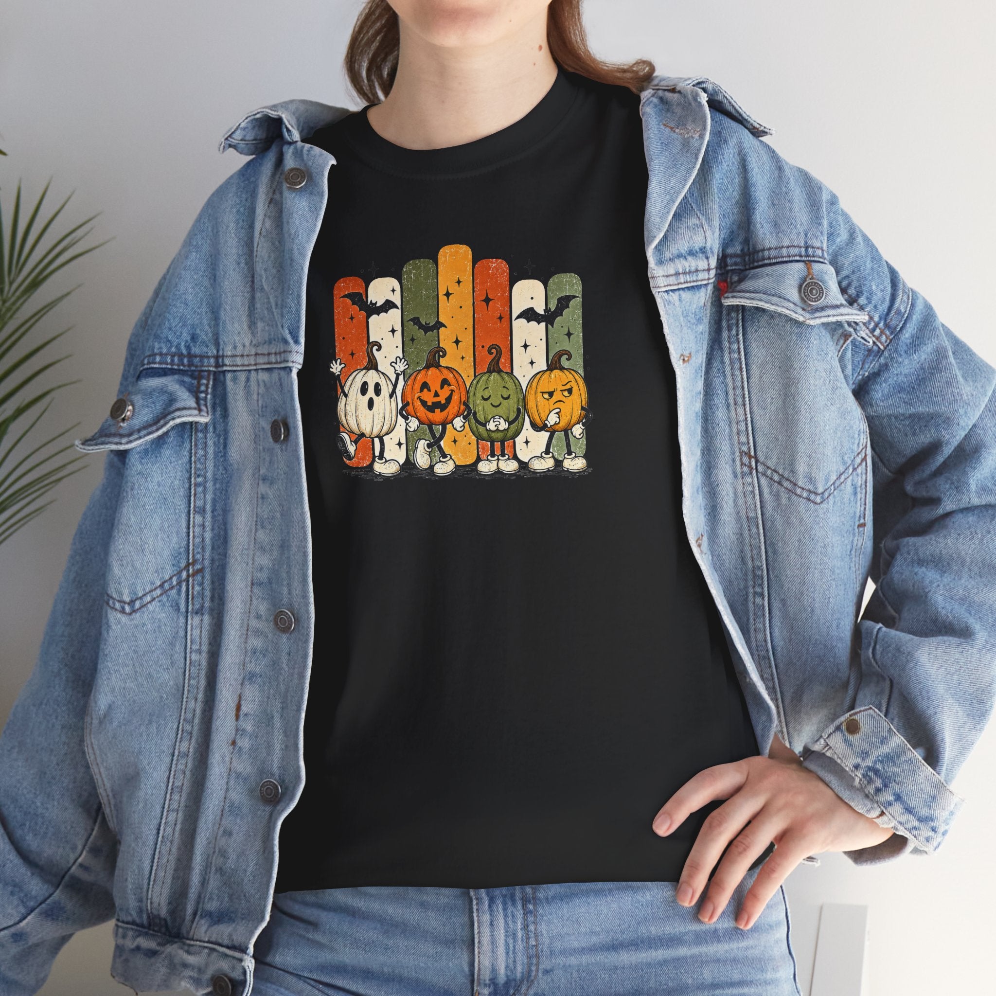 Retro Halloween Characters Tee | Cute Pumpkin Patch Graphic T-Shirt | Cr8tive Designs