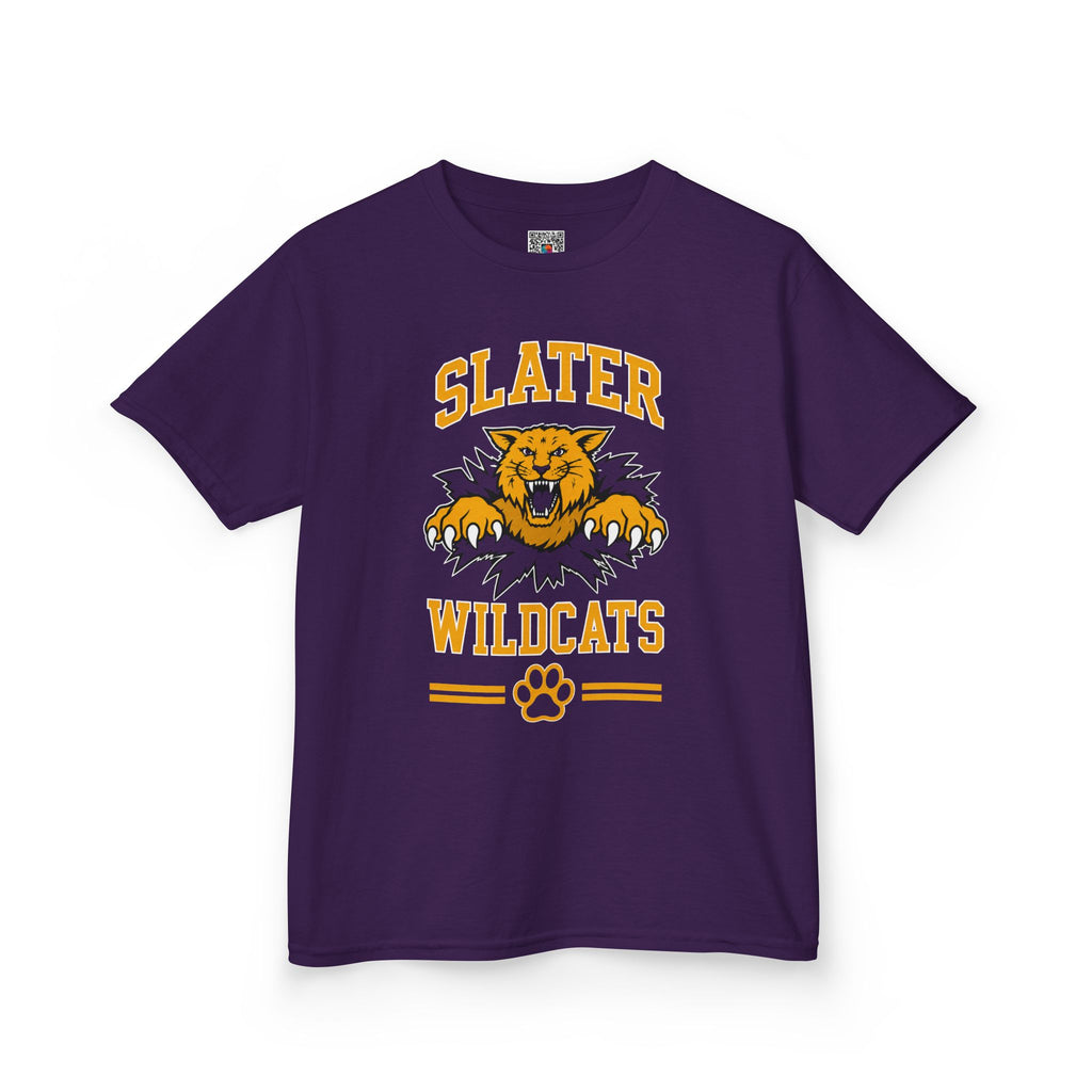 Slater Wildcats Youth Purple & Gold T-Shirt | Kids’ School Spirit Tee | Cr8tive Designs