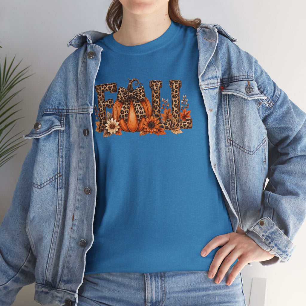 Leopard Fall Pumpkin Tee | Rustic Autumn Graphic T-Shirt | Cr8tive Designs