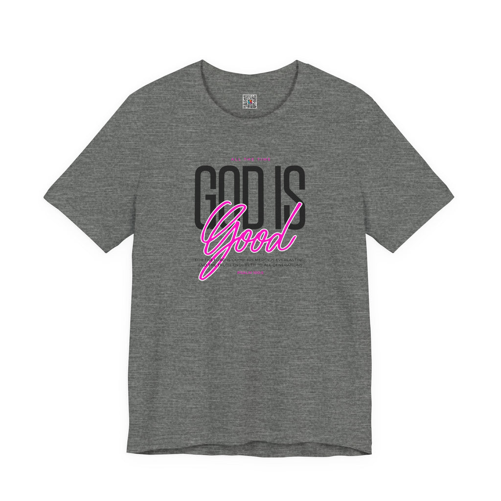 God Is Good T-Shirt | Faith Christian Tee with Pink Script | Cr8tive Designs