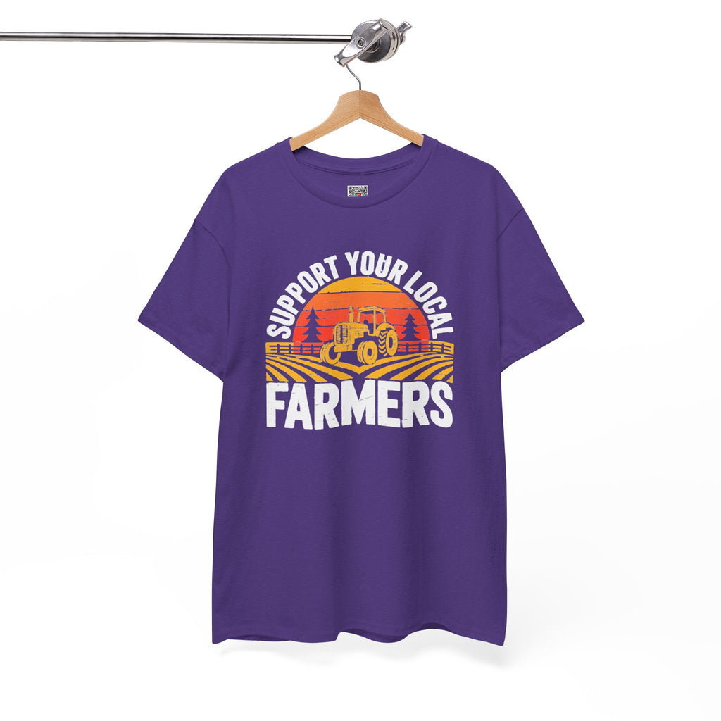 Support Your Local Farmers T-Shirt | Retro Tractor Sunset Graphic Tee | Cr8tive Designs