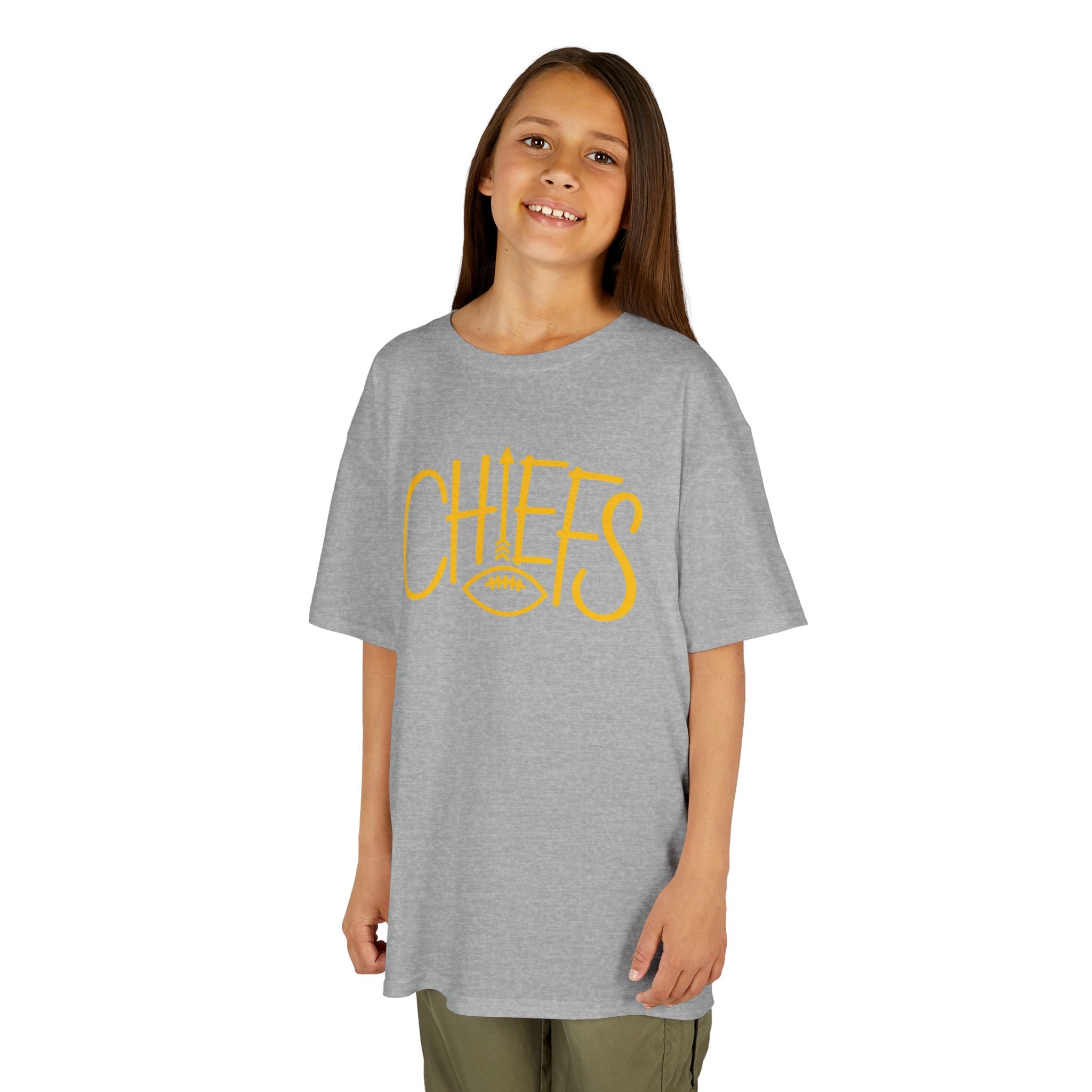 Chiefs Arrow Football Youth Shirt | Red and Gold Sunday Football Spirit Tee | Cr8tive Designs