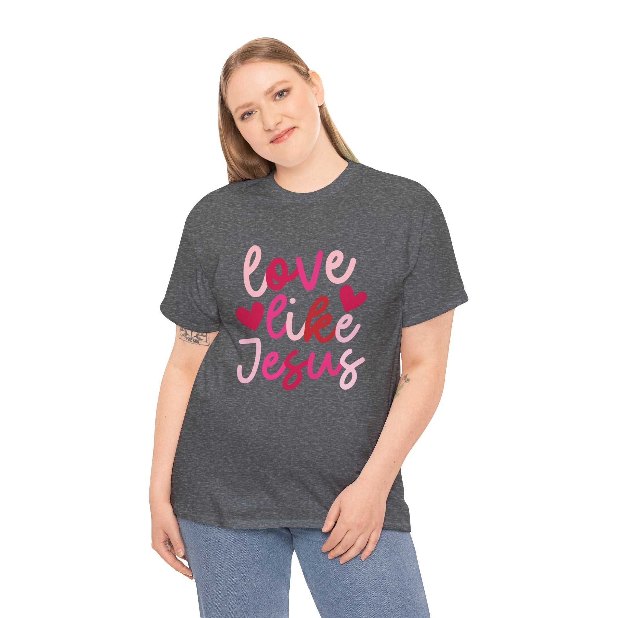 Love Like Jesus Graphic Tee — Faith-Inspired Heart Design