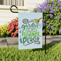 Garden Flag — “My Garden Is My Happy Place” Decorative Outdoor Banner/Cr8tive Designs