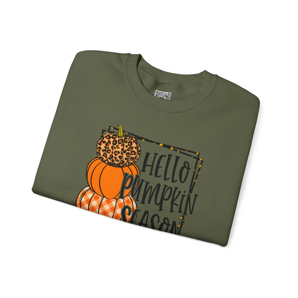 Hello Pumpkin Season Sweatshirt | Stacked Leopard & Plaid Crewneck | Cr8tive Designs