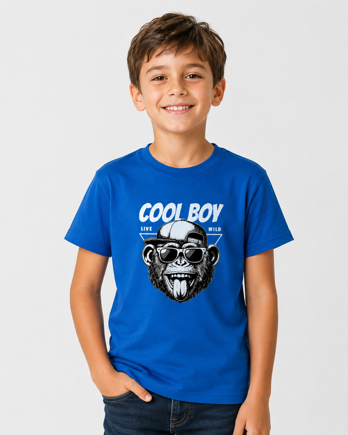 Cool Boy Monkey | Youth Graphic Tee with Sunglasses Ape Design | Cr8tive Designs