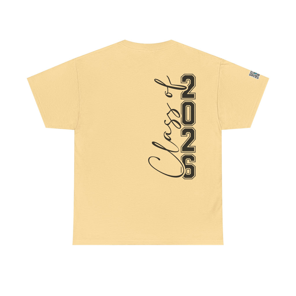Senior 2026 Script Back T-Shirt | Vertical Graduation Tee | Trendy Senior Shirt | Unisex Fit | Cr8tive Designs