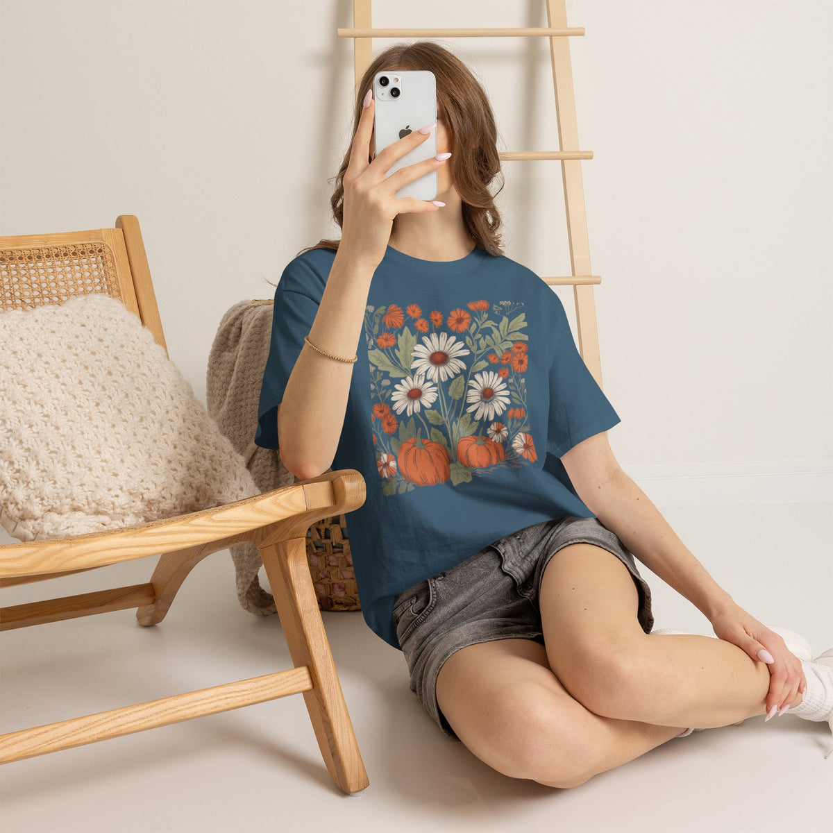 Vintage Floral Pumpkin Tee | Cottagecore Autumn Botanical Graphic T-Shirt | Cr8tive Designs