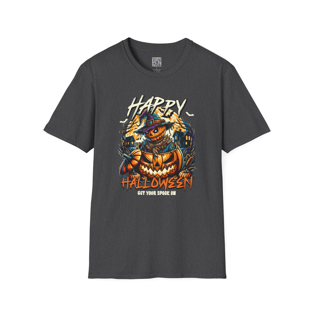 Happy Halloween Scarecrow Pumpkin Tee | Spooky Fall Graphic Shirt | Cr8tive Designs