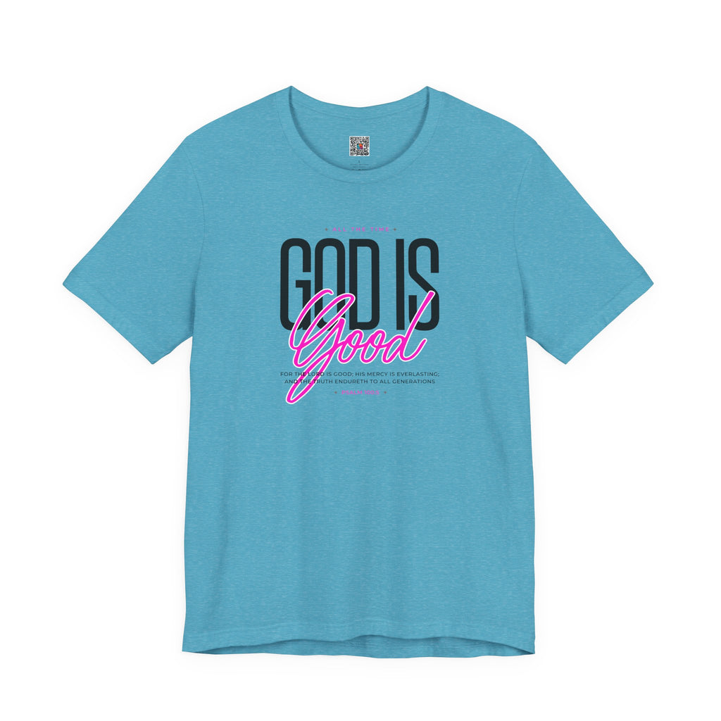 God Is Good T-Shirt | Faith Christian Tee with Pink Script | Cr8tive Designs