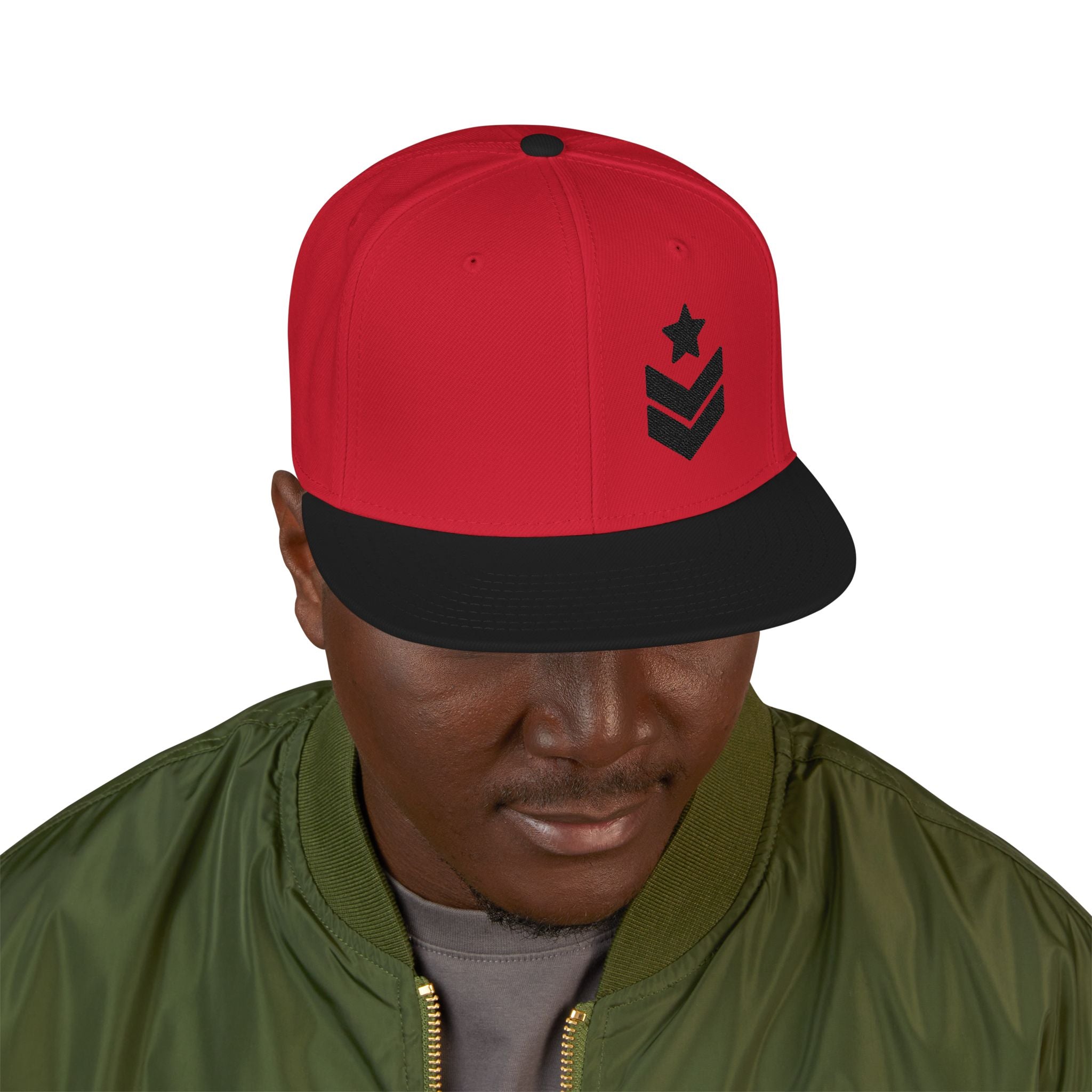 Embroidered Rank Chevron Snapback Hat